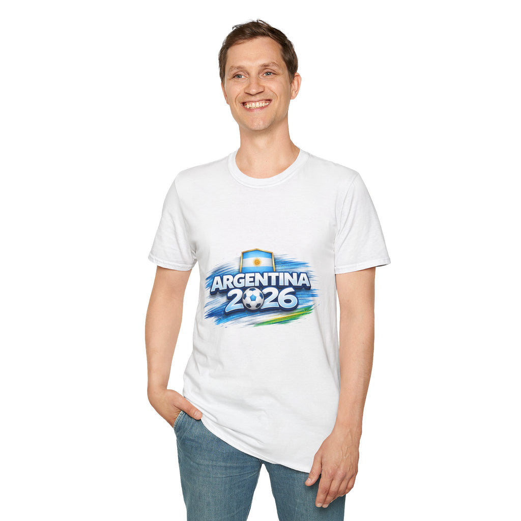 Argentina 2026 Soccer T-Shirt — Messi Portrait & National Team Graphic