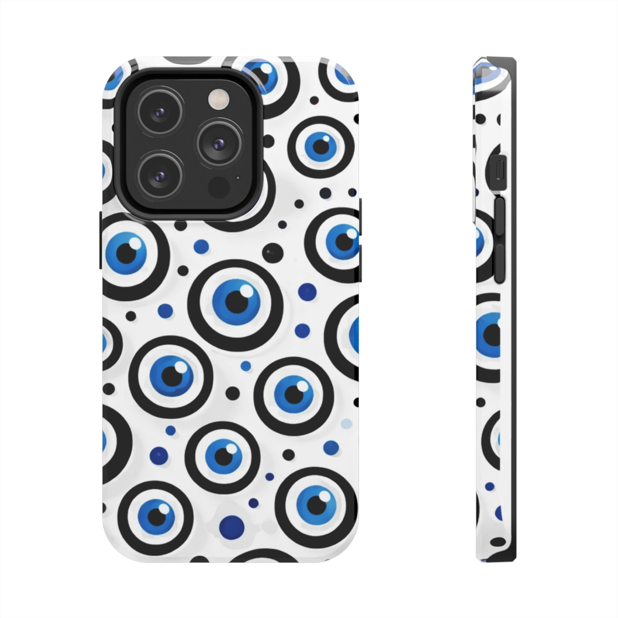 Blue Evil Eye Pattern Tough Phone Case — Protective Ceramic Nazar Design