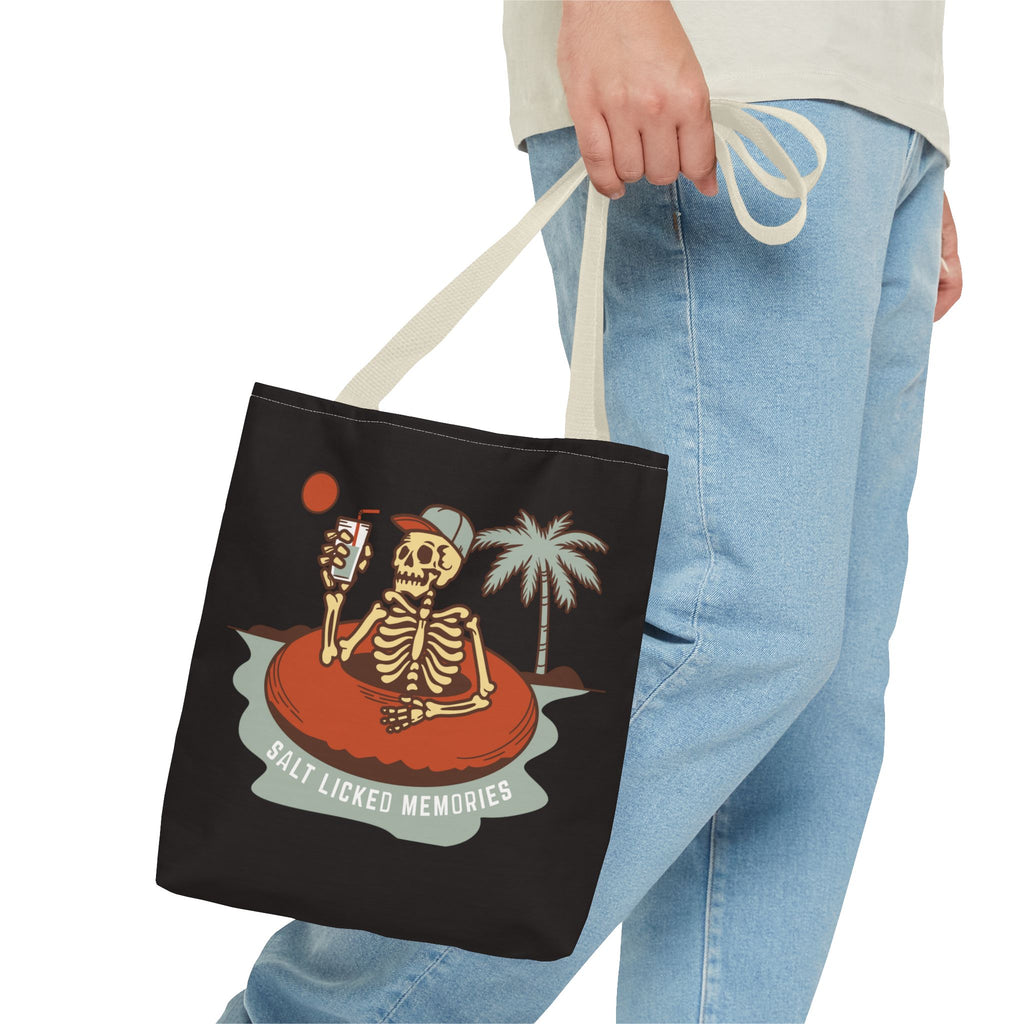 Hello Summer Skeleton Tote Bag — 'Salt Licked Memories' Beach Graphic