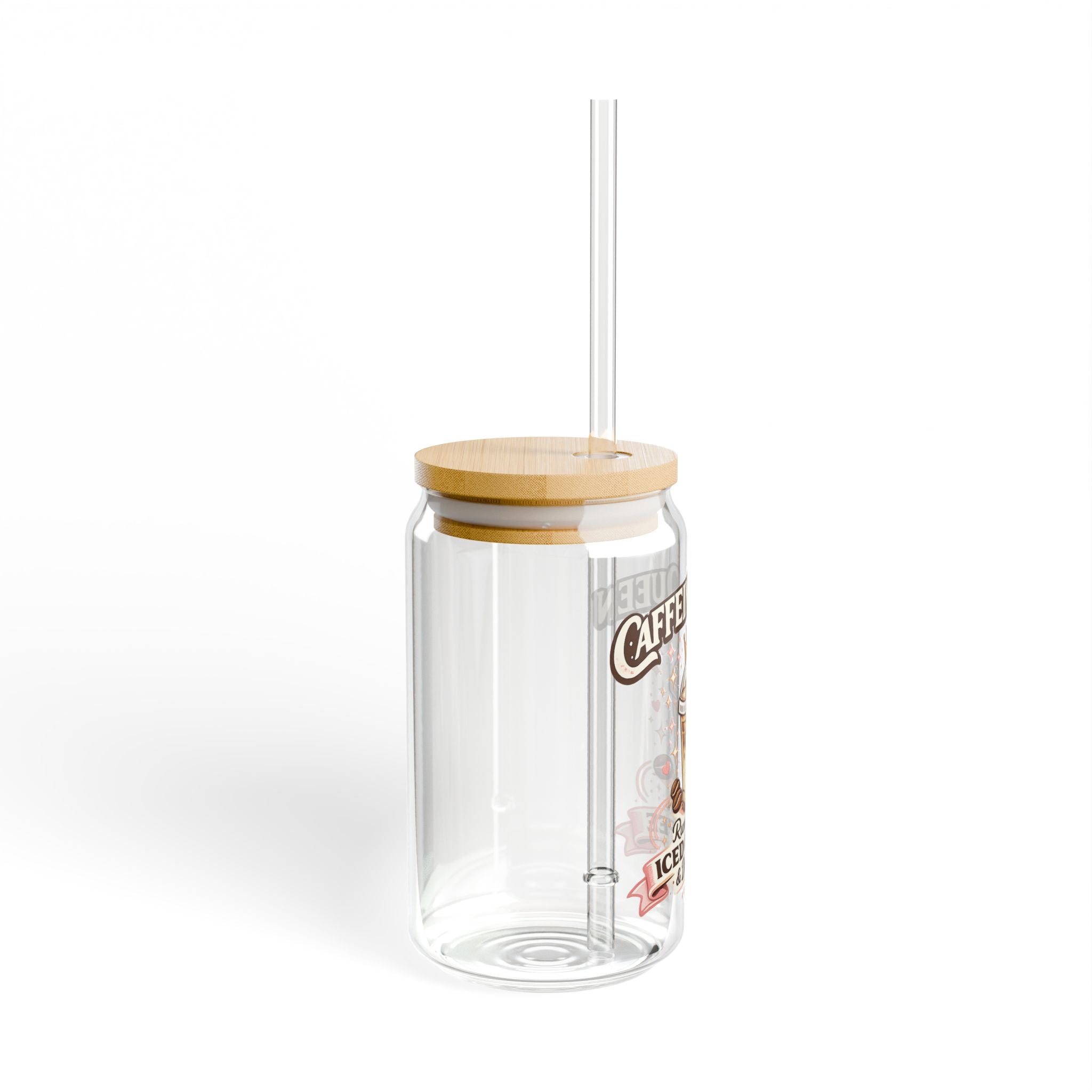 Caffeine Queen iced coffee illustration Sipper Glass | 16oz