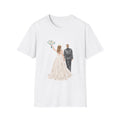 Wedding Couple T-Shirt — Bride & Groom Back Rings Design