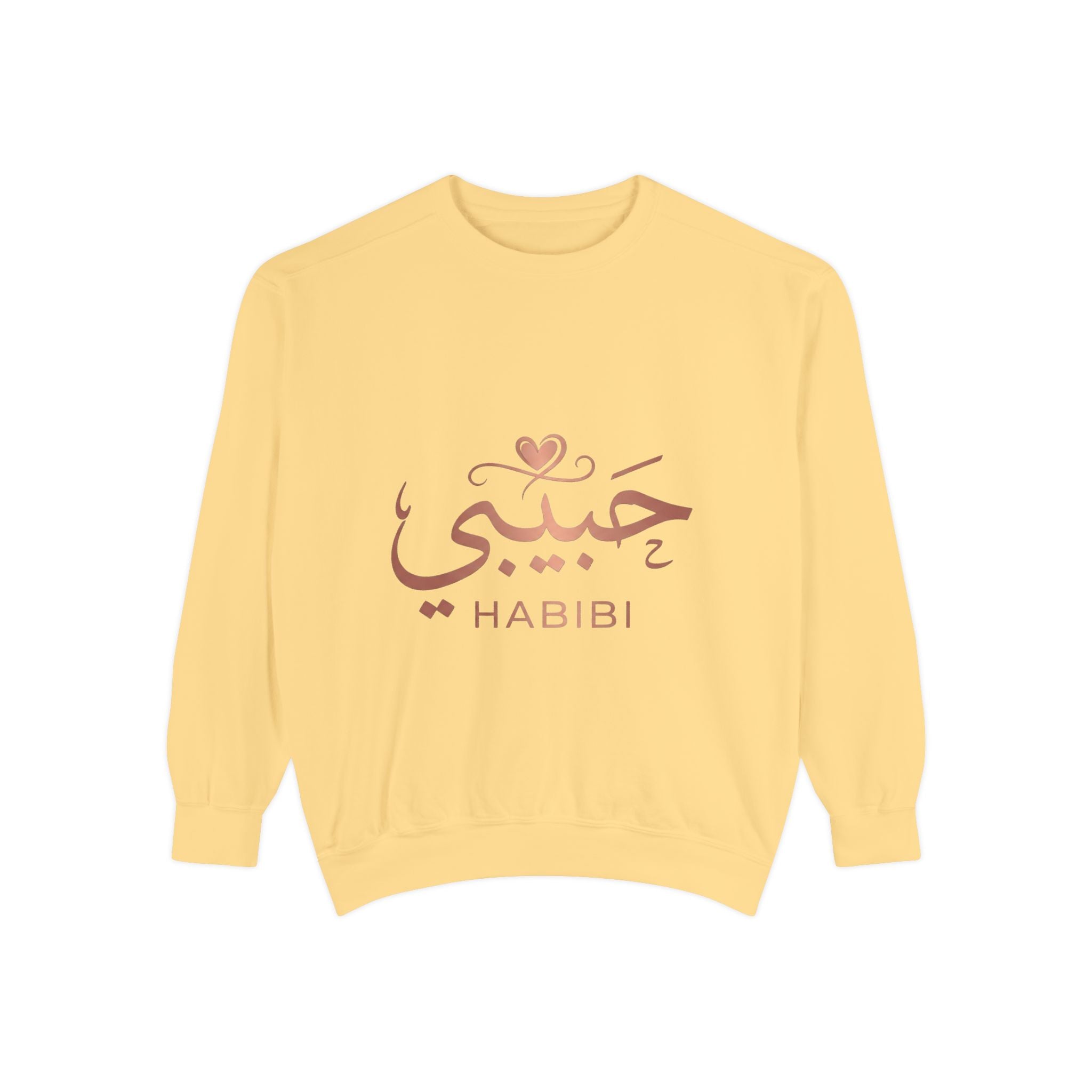 Habibi Sweatshirt — Arabic 'حبيبي' Rose Gold Graphic Crewneck