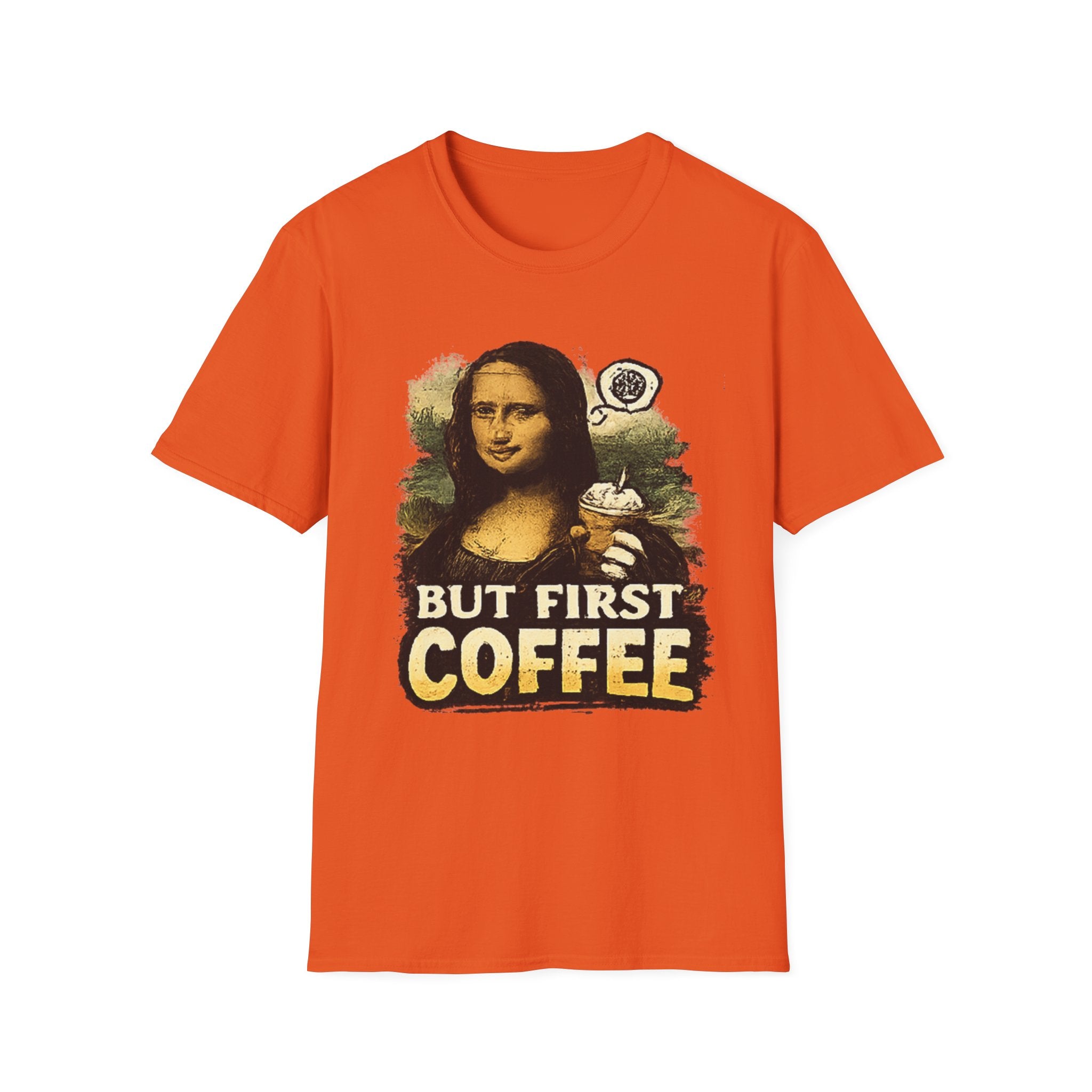 But First Coffee T-Shirt — Mona Lisa Coffee Graphic Tee