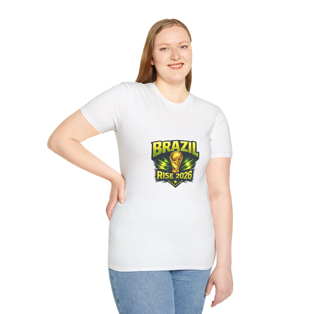 Brazil Rise 2026 T-Shirt — Cup Soccer Brazil Map Graphic Tee