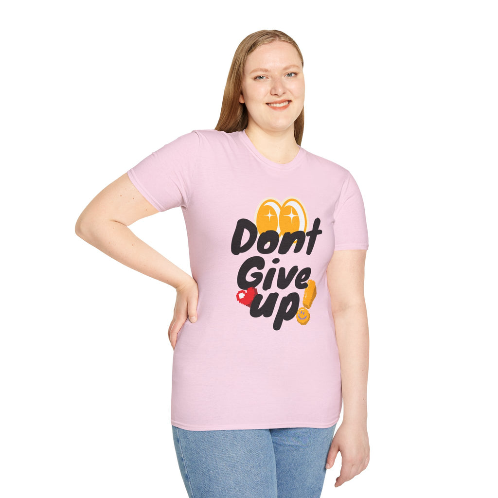 Don't Give Up T-Shirt — Motivational Graphic Tee with Positive Icons