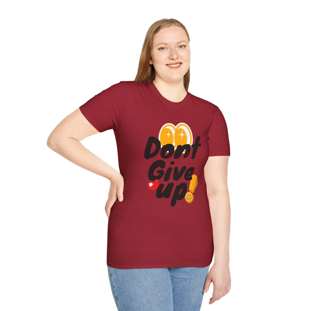 Don't Give Up T-Shirt — Motivational Graphic Tee with Positive Icons