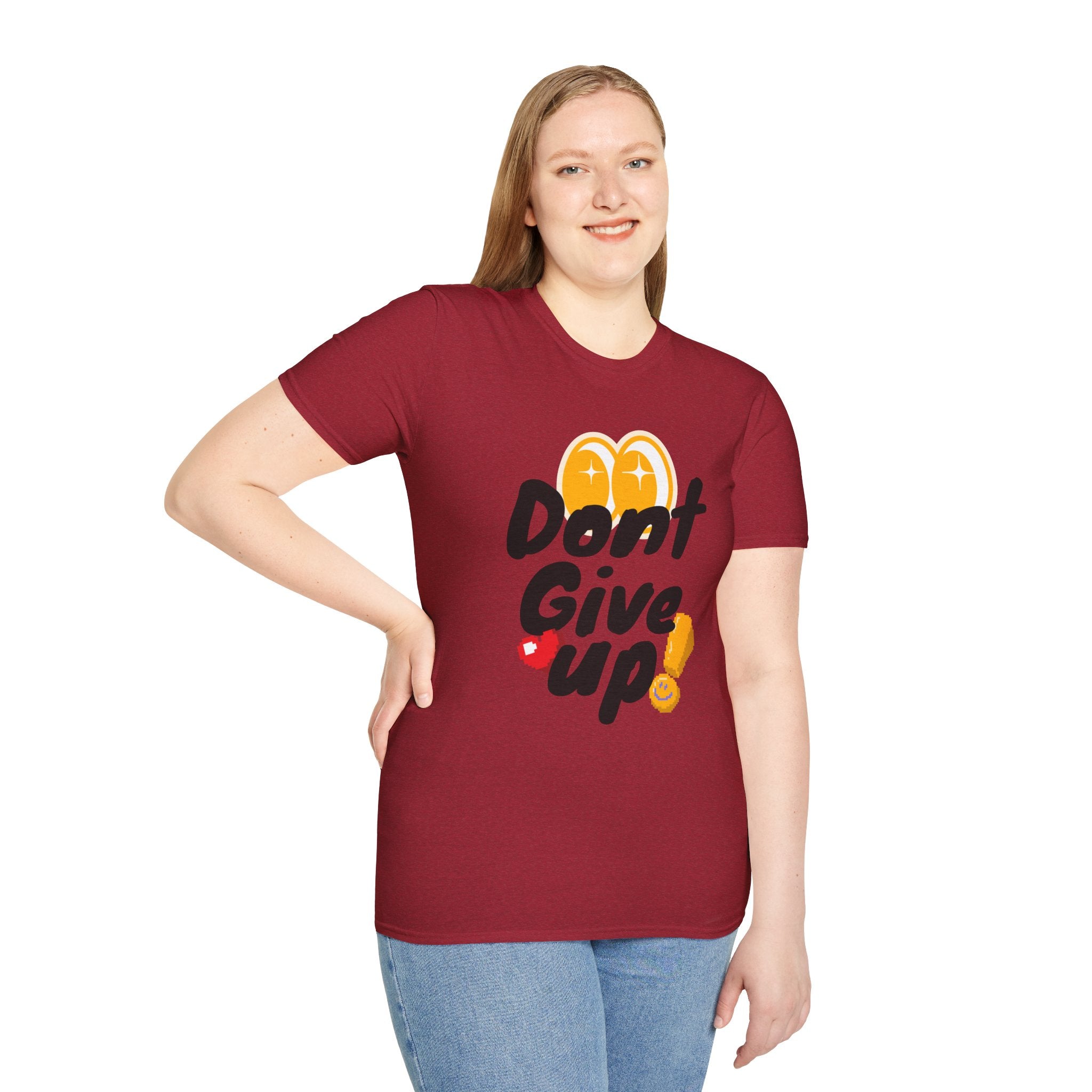 Don't Give Up T-Shirt — Motivational Graphic Tee with Positive Icons