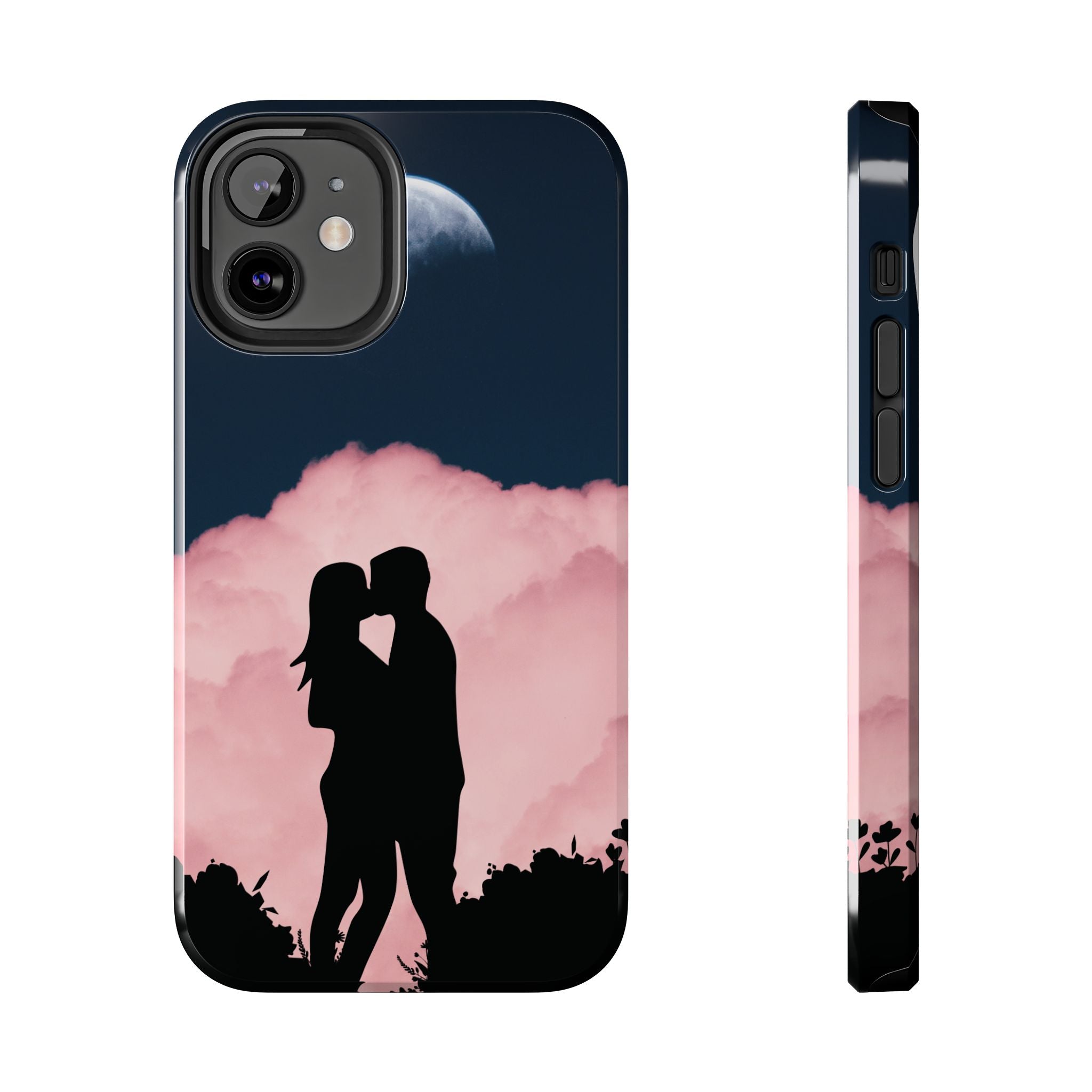 Tough Phone Case — Romantic Couple Silhouette with Moon & Pink Cloud