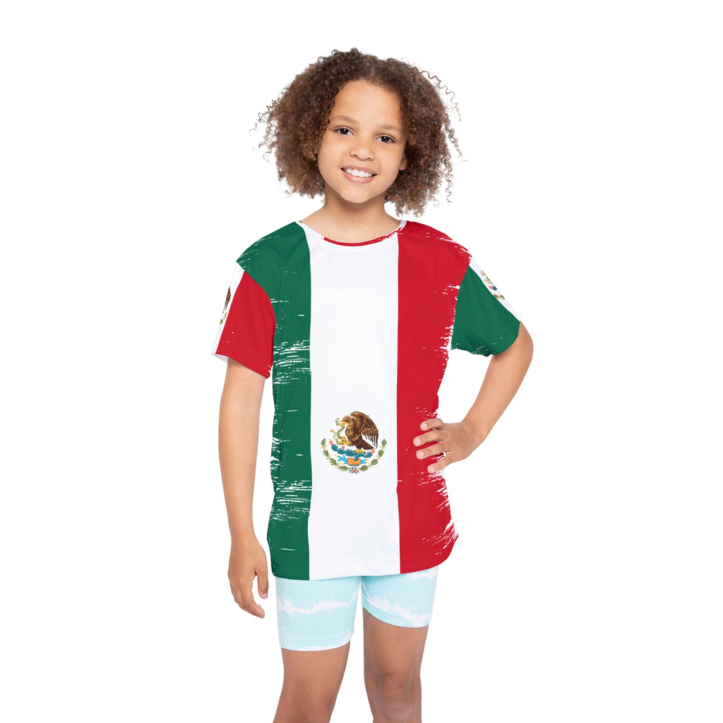 Mexico 2026 Kids Soccer Jersey — Mexican Flag AOP Youth Jersey