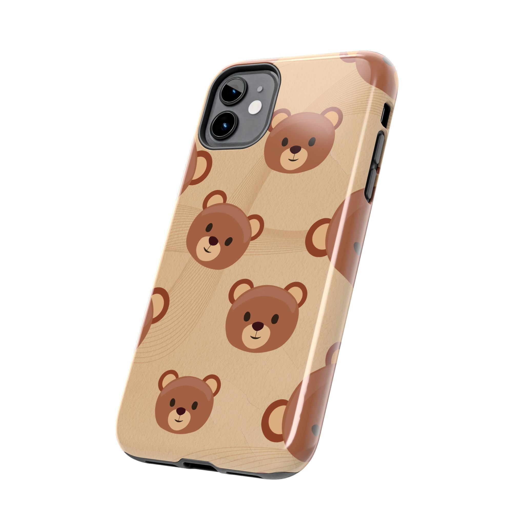 Bear Pattern Tough Phone Case — Cute Brown Bear Protective Phone Cover