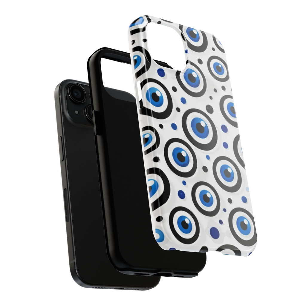Blue Evil Eye Pattern Tough Phone Case — Protective Ceramic Nazar Design