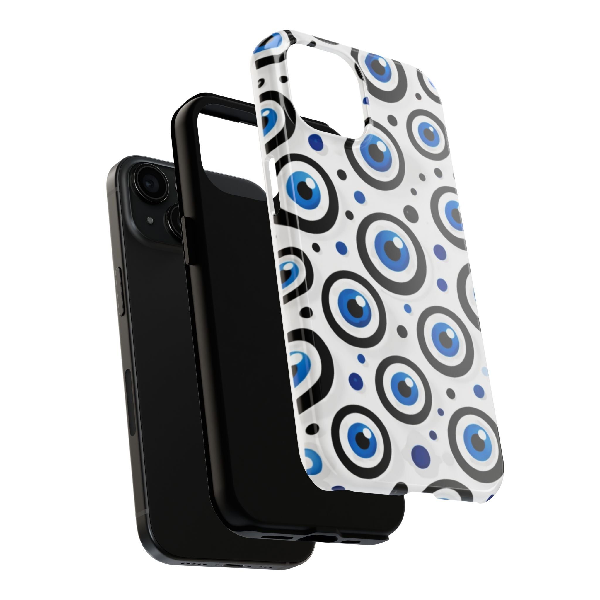 Blue Evil Eye Pattern Tough Phone Case — Protective Ceramic Nazar Design