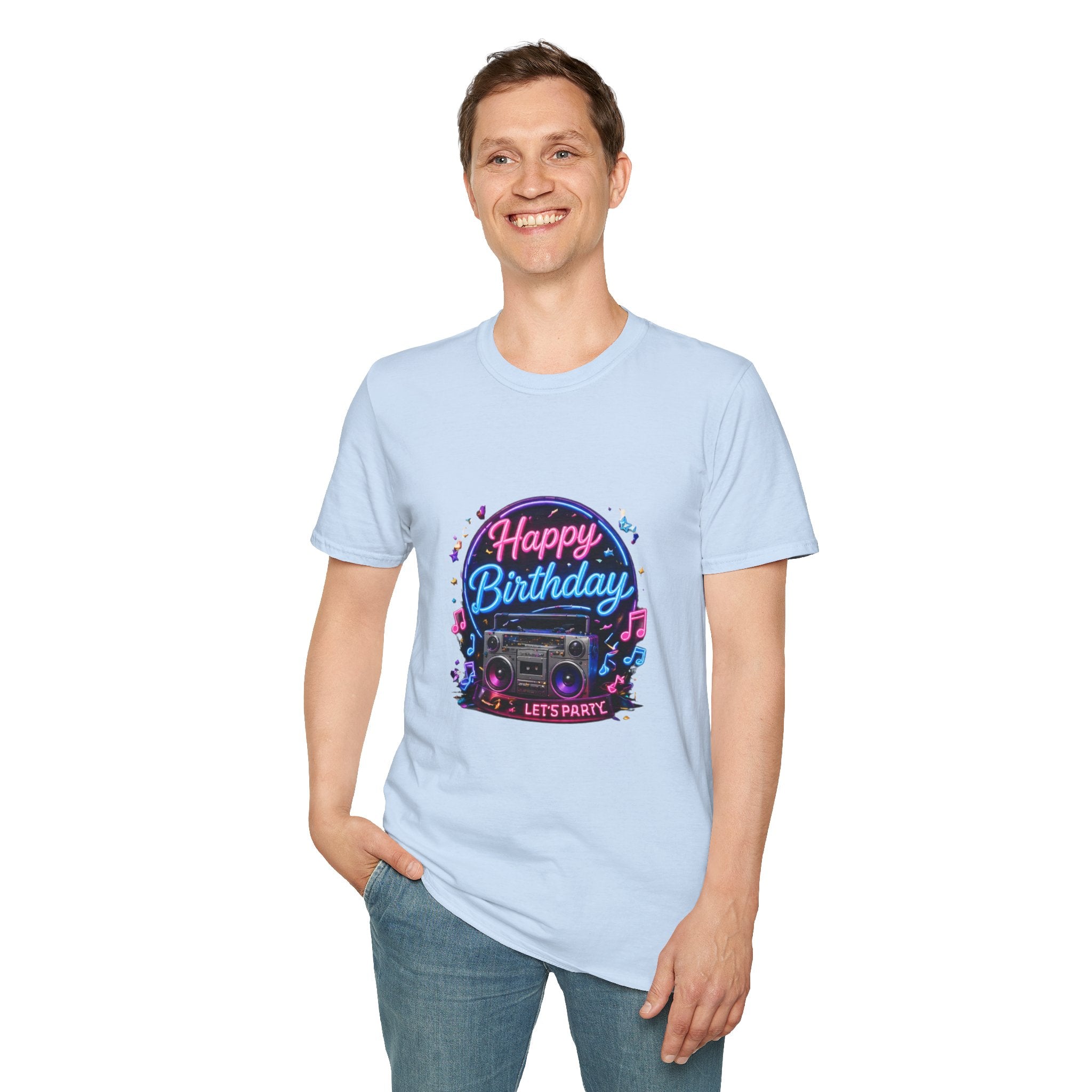 Birthday Boombox T-Shirt — "Happy Birthday" Retro Party Tee