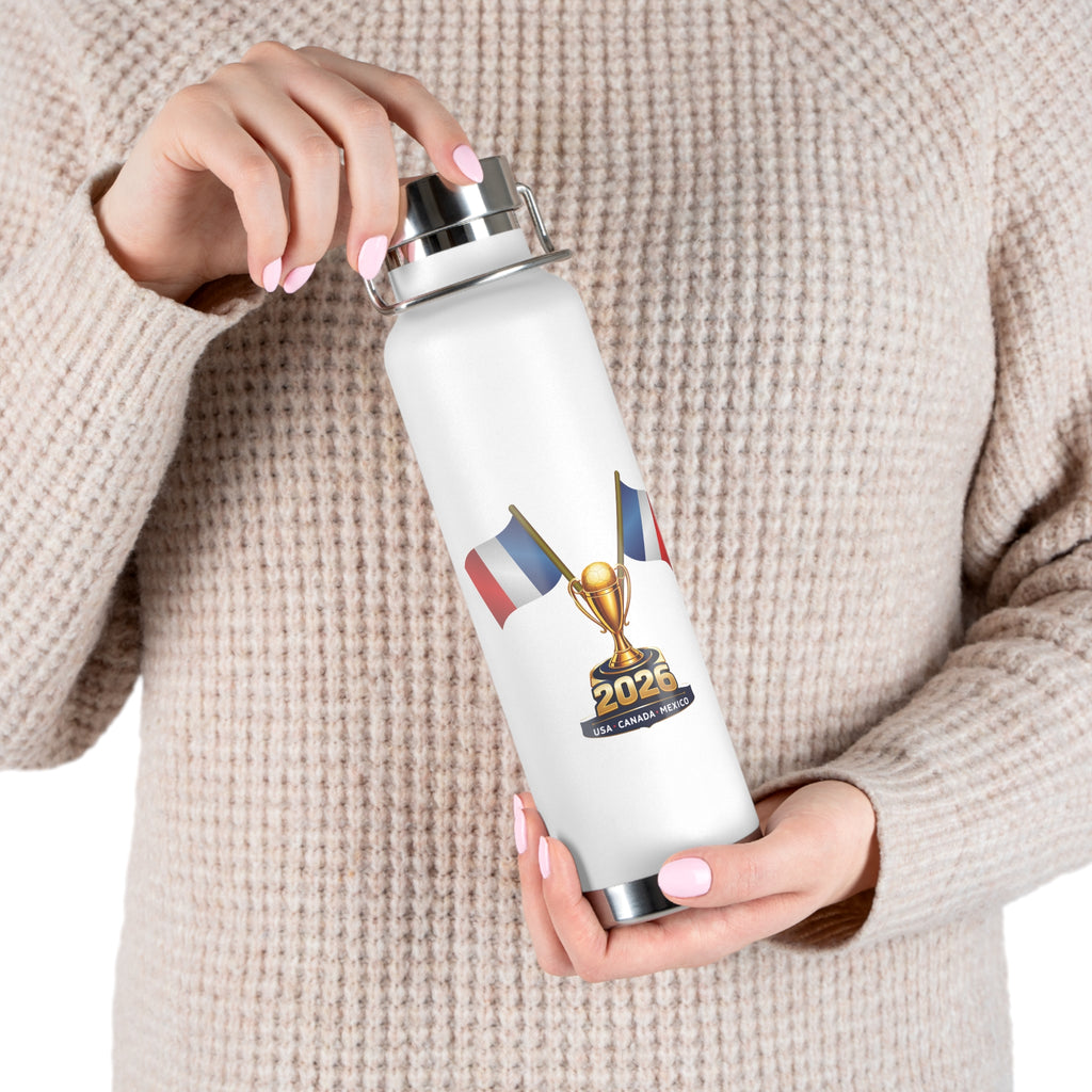 france 2026 Cup Trophy Stainless Steel Water Bottle – Insulated 22oz (France Flag Design)