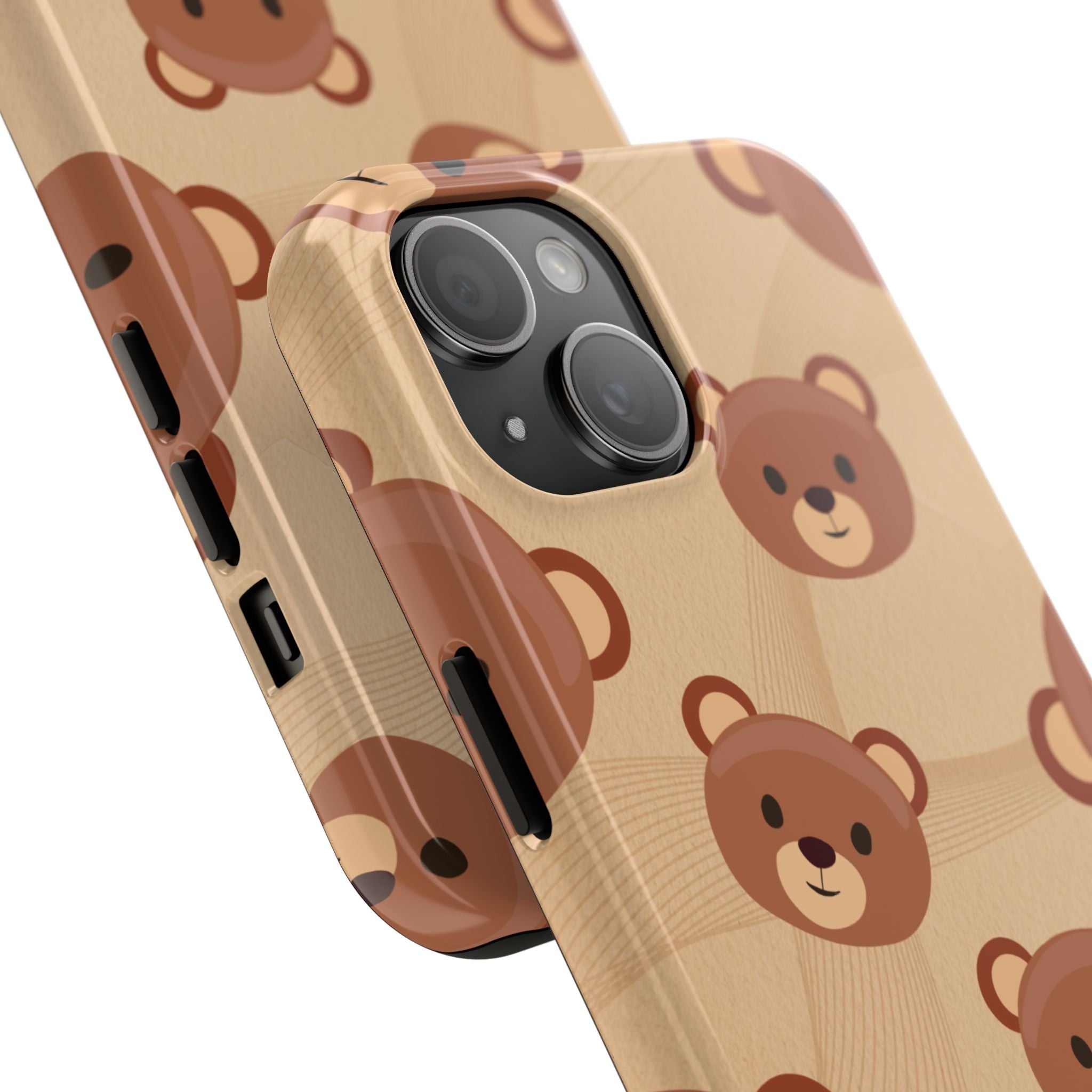 Bear Pattern Tough Phone Case — Cute Brown Bear Protective Phone Cover