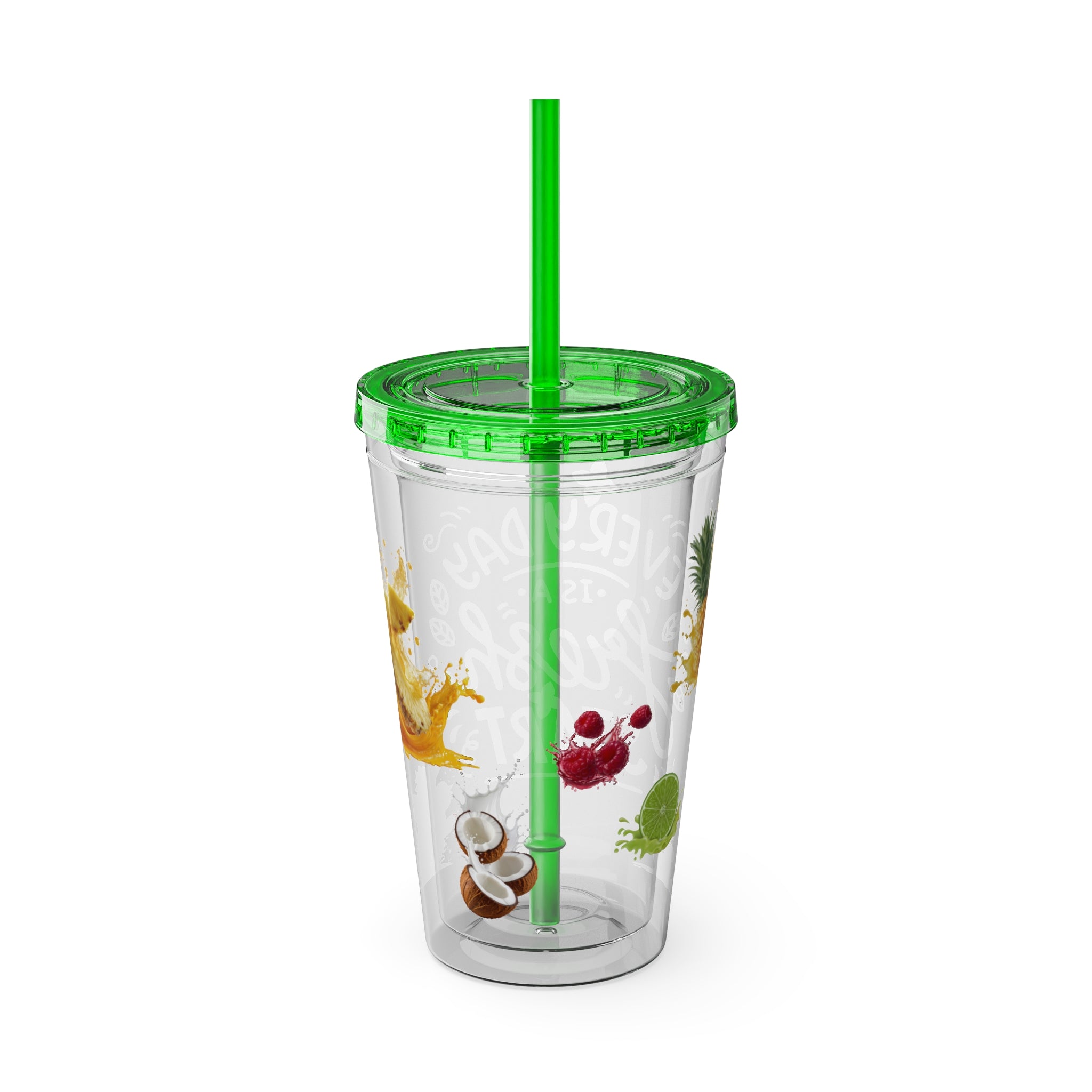 Every Day Is a Fresh Start Pineapple Tumbler — 16oz Clear Travel Cup with Straw