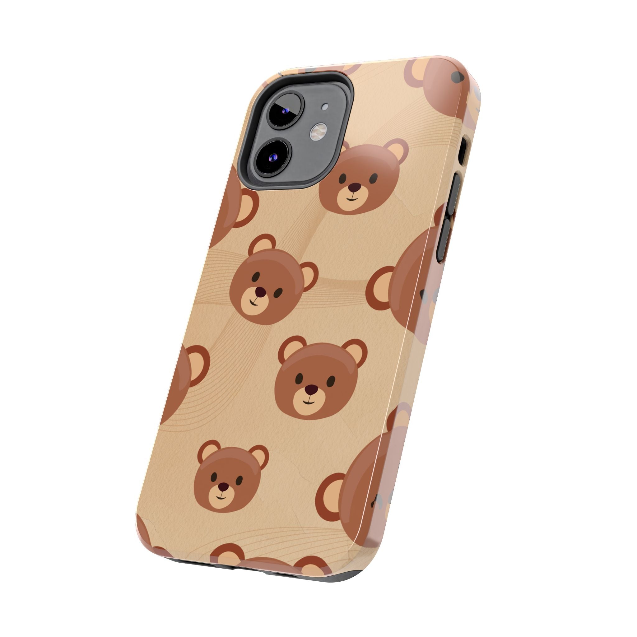 Bear Pattern Tough Phone Case — Cute Brown Bear Protective Phone Cover