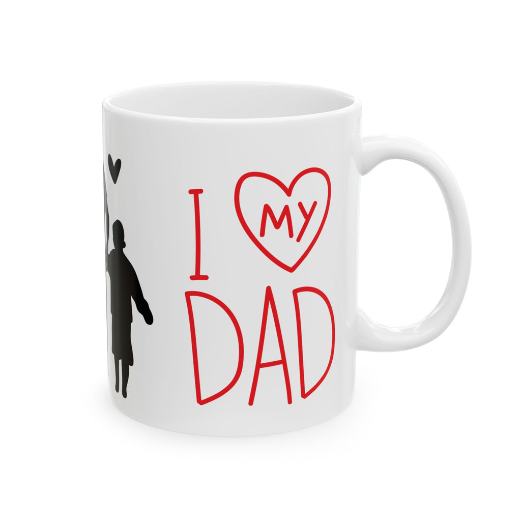 Father’s Day Ceramic Mug — "I  My Dad" Coffee Cup with Dad & Kids Silhouette (11oz)