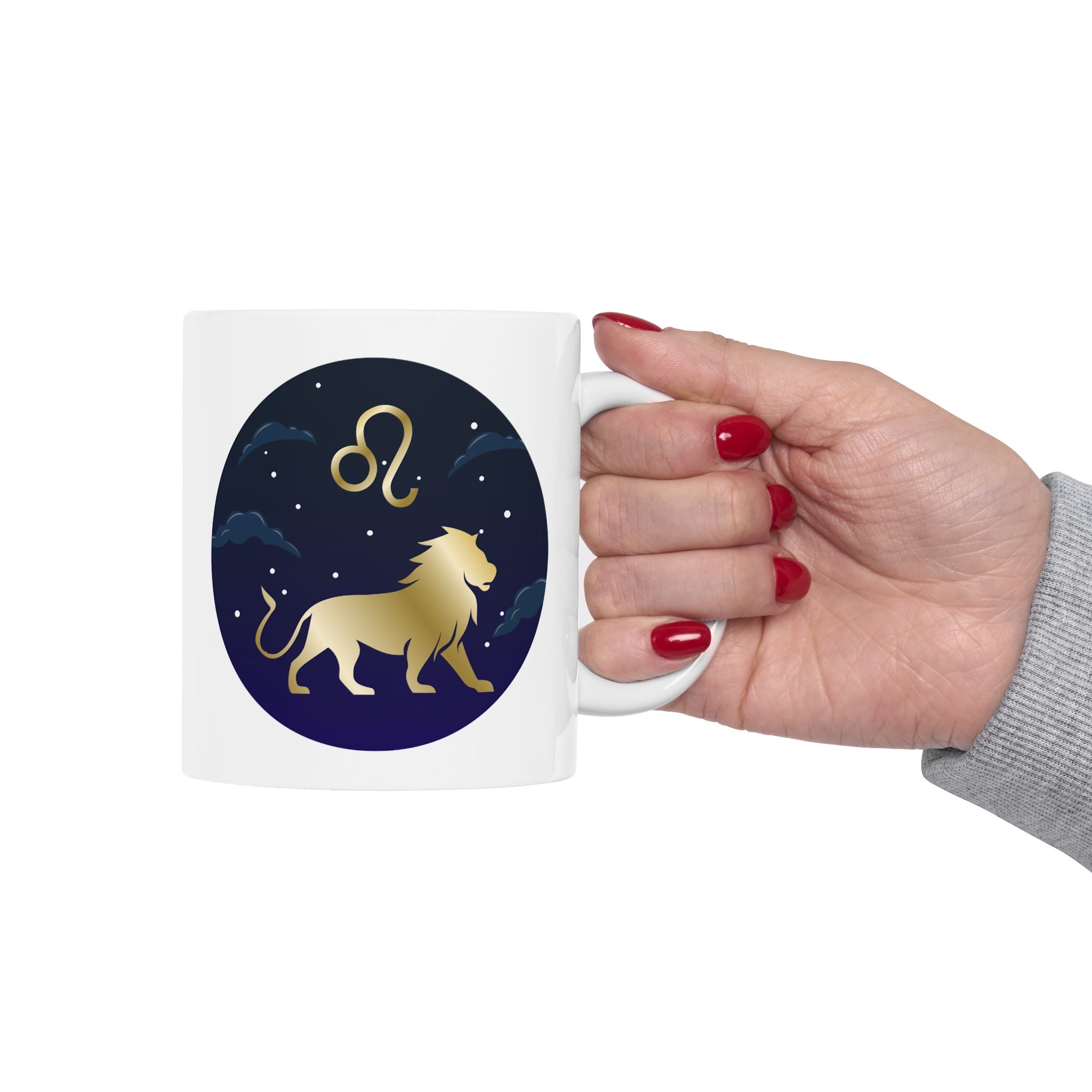 LEO Zodiac Leo Constellation Ceramic Mug — Starry Night Astrology Coffee Cup (11oz/15oz)