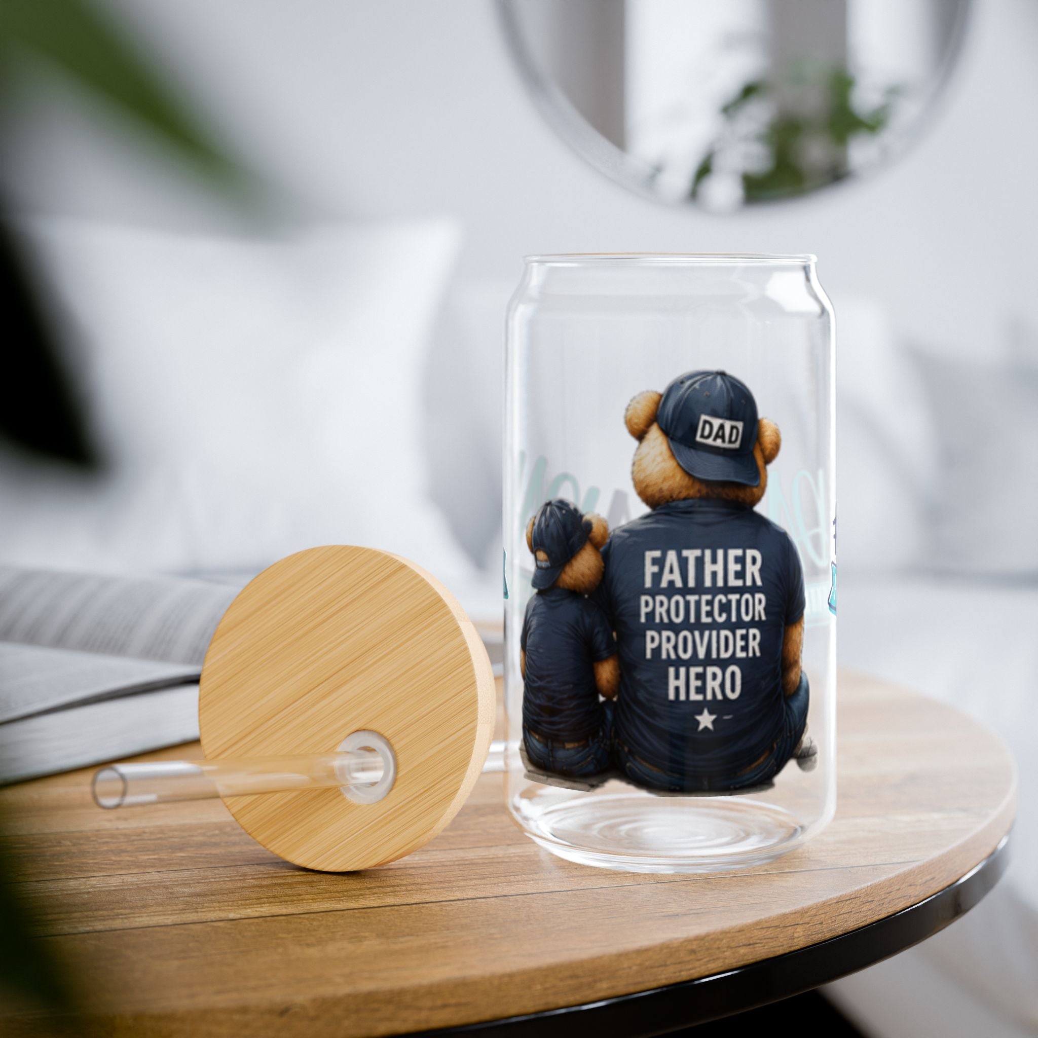 Super Dad 16oz Sipper Glass with Straw — Father's Day Gift