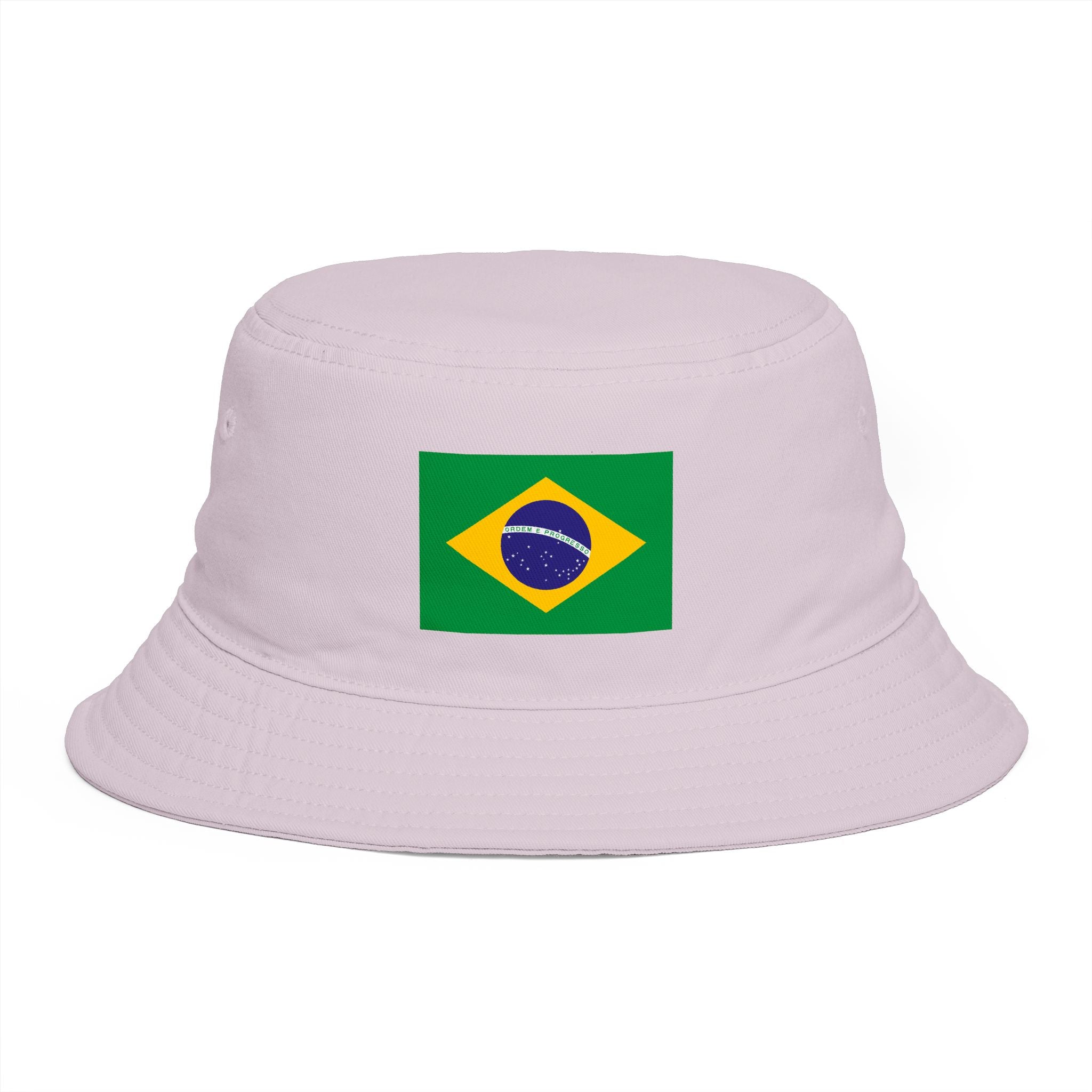 Brazil Flag Bucket Hat — Brown Cotton Sun Hat with Brazilian Flag Patch
