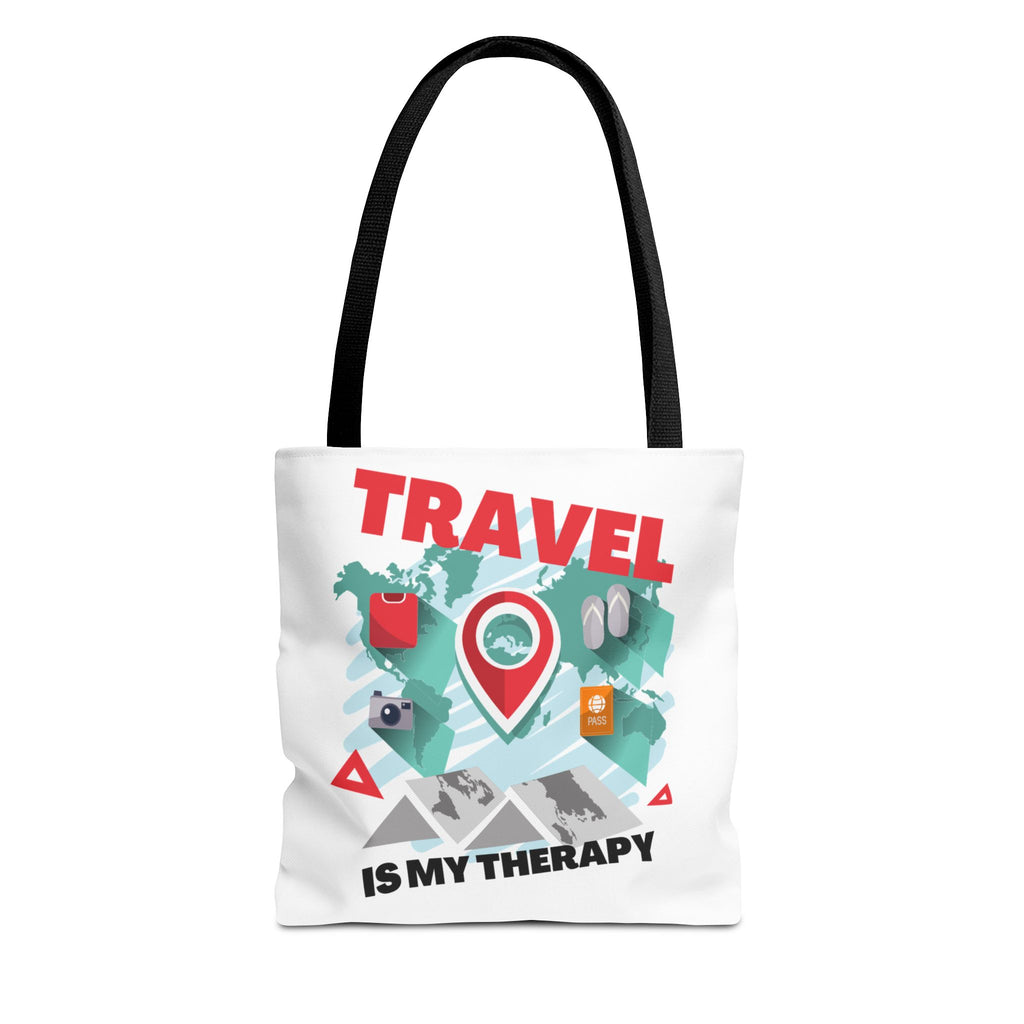 Travel Tote Bag - "Travel Is My Therapy" Canvas Shopper