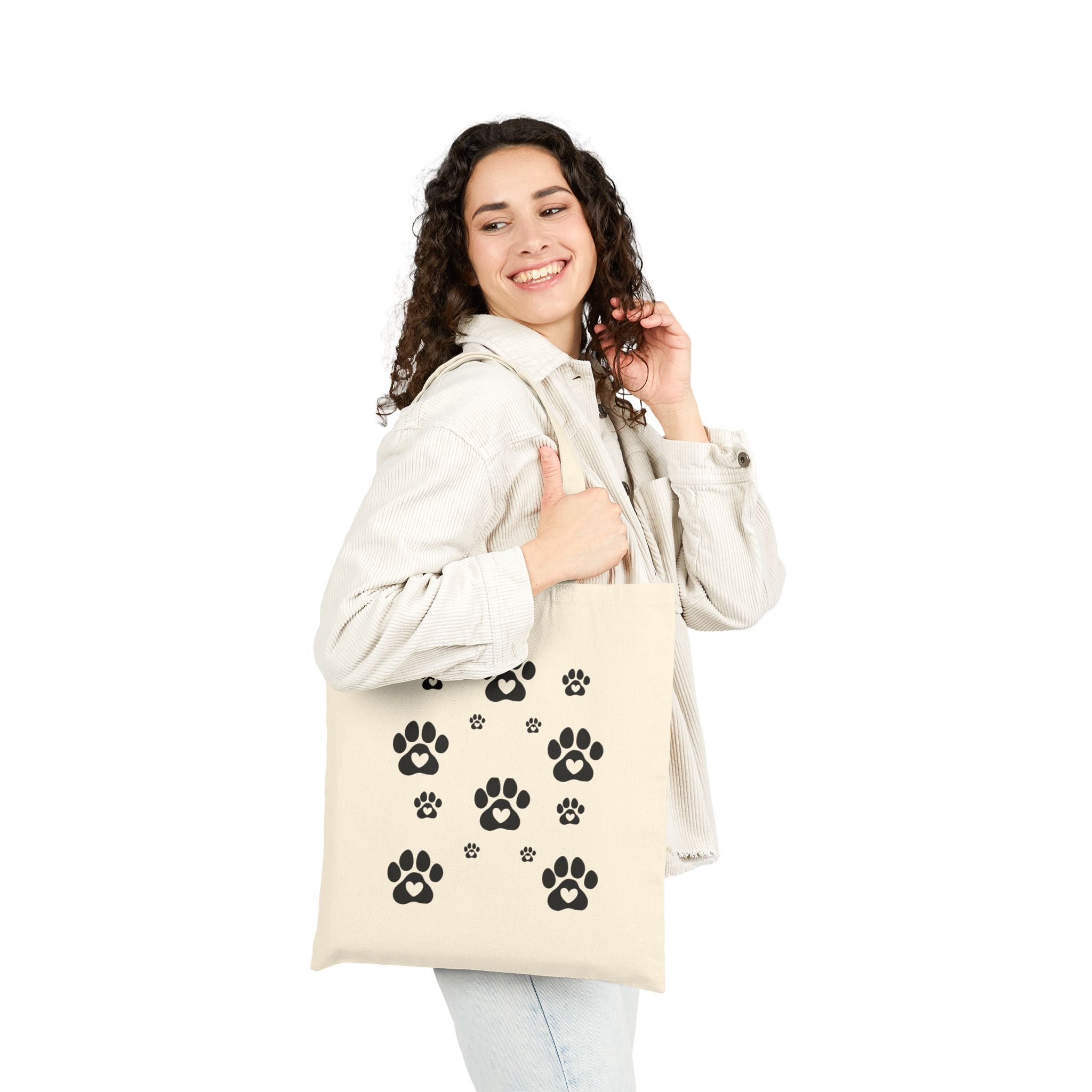Dog Mom Canvas Tote — Cute Paw Print Reusable Market Bag