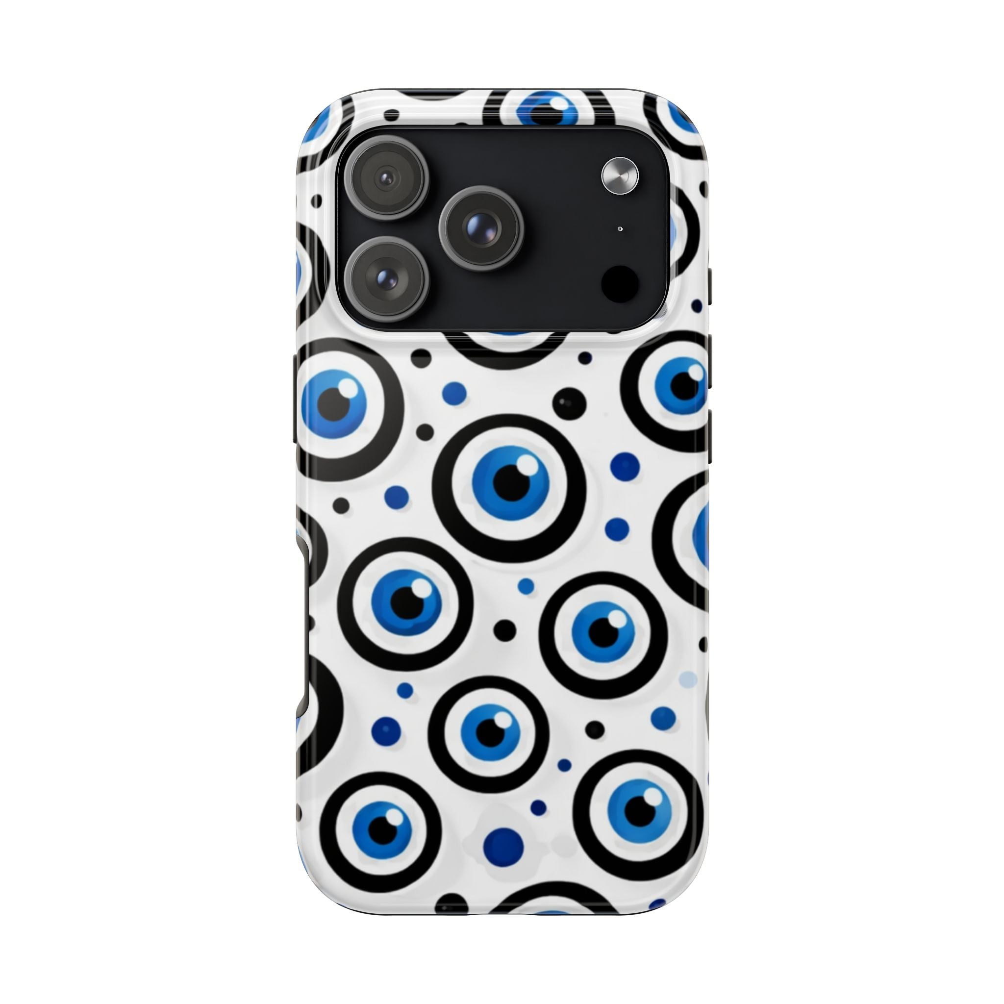 Blue Evil Eye Pattern Tough Phone Case — Protective Ceramic Nazar Design