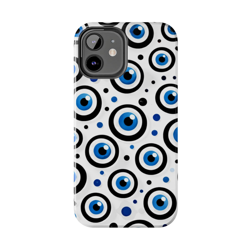Blue Evil Eye Pattern Tough Phone Case — Protective Ceramic Nazar Design