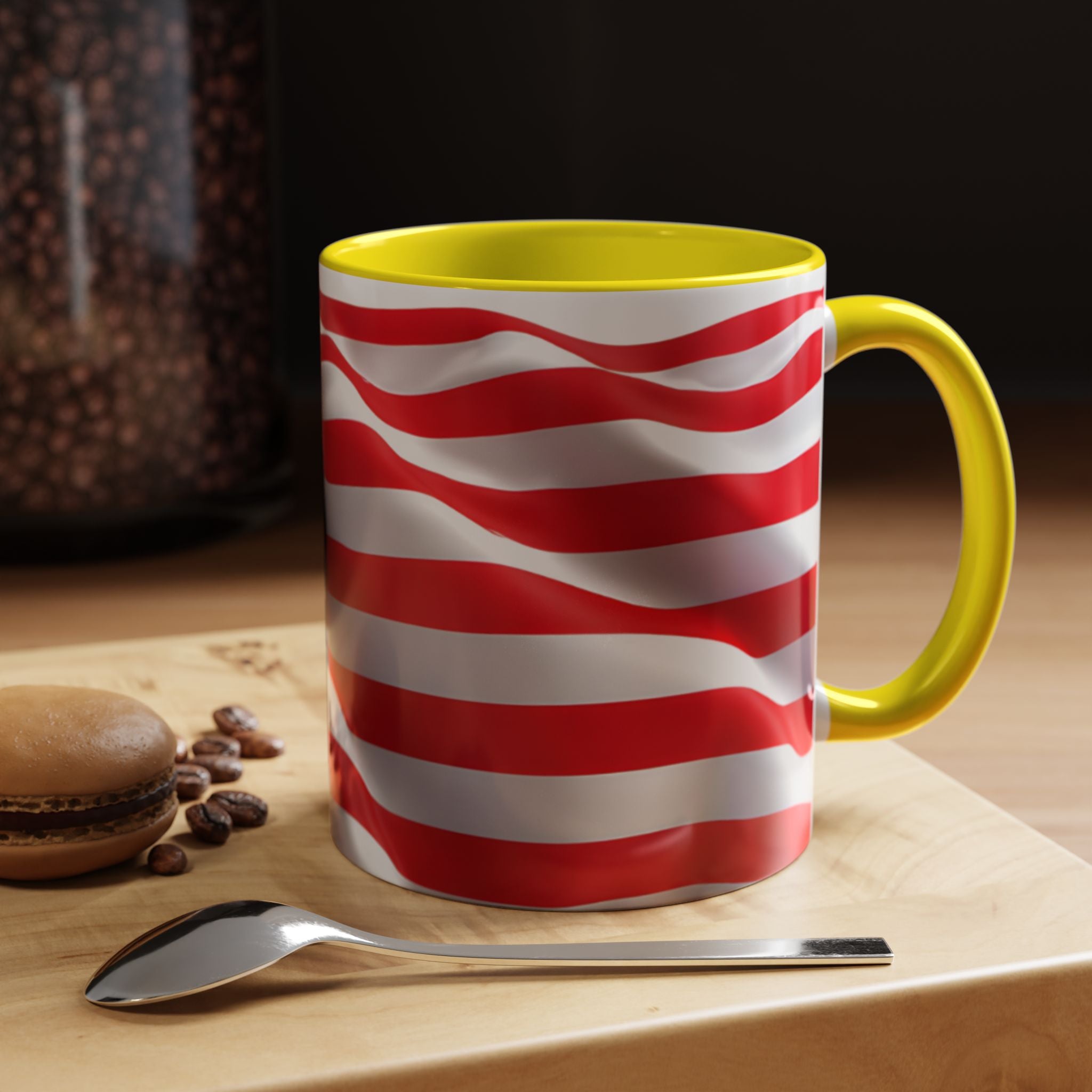 American Flag Accent Coffee Mug — Patriotic USA Stars & Stripes Ceramic Mug (11/15oz)