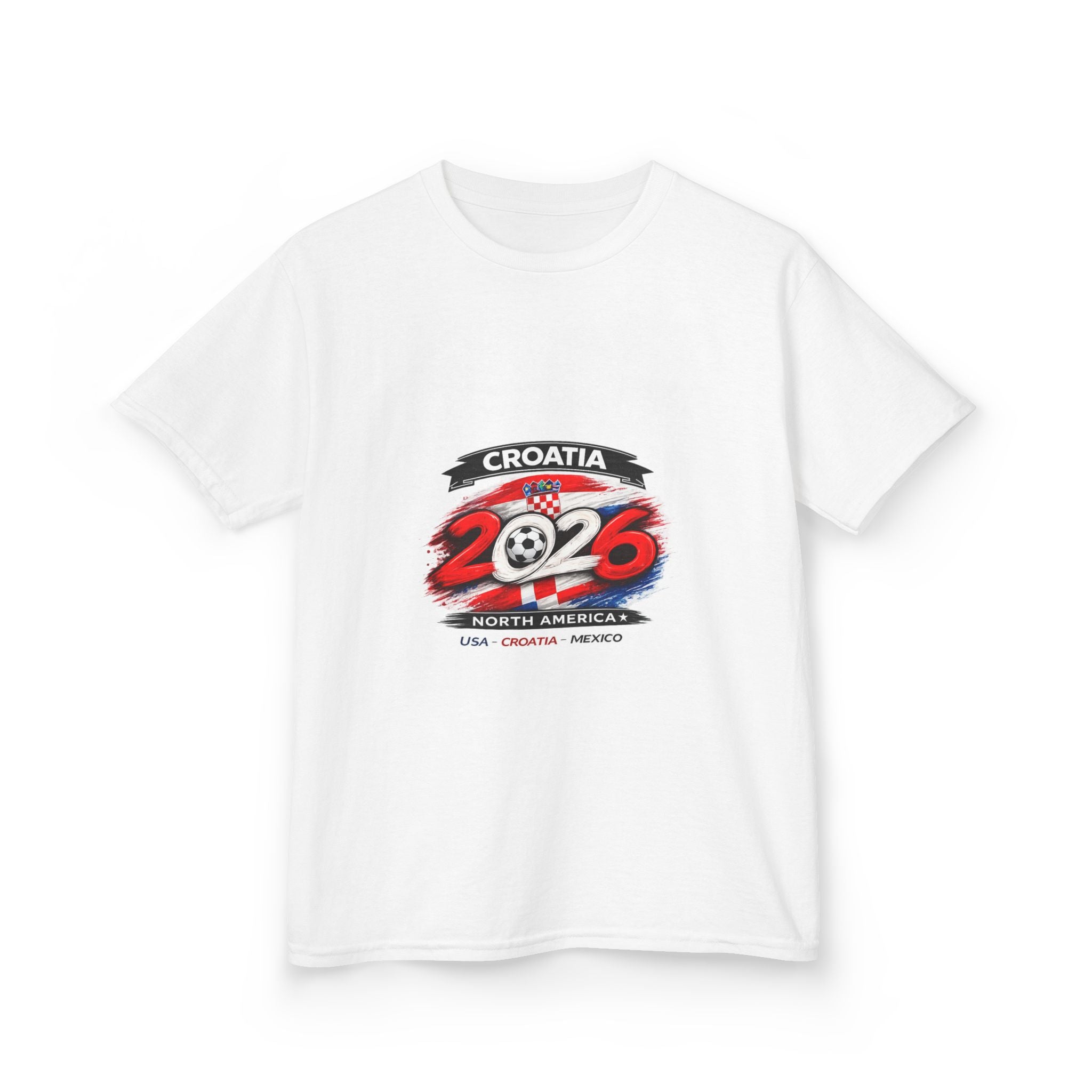 Croatia Kids Tee — Croatia 2026 Soccer Fan Shirt with Flags & Player Graphic