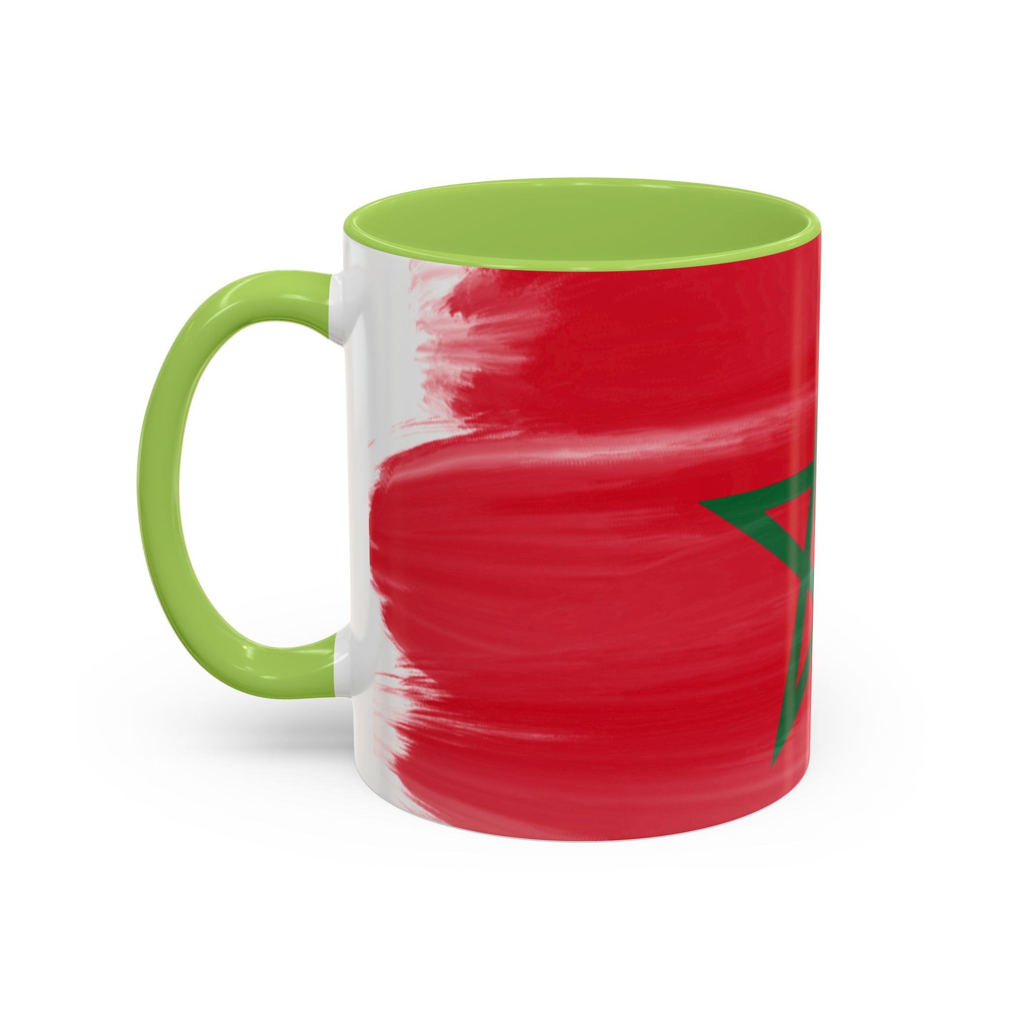 Morocco Flag Accent Coffee Mug — Red & Green Moroccan Star Design (11/15oz)