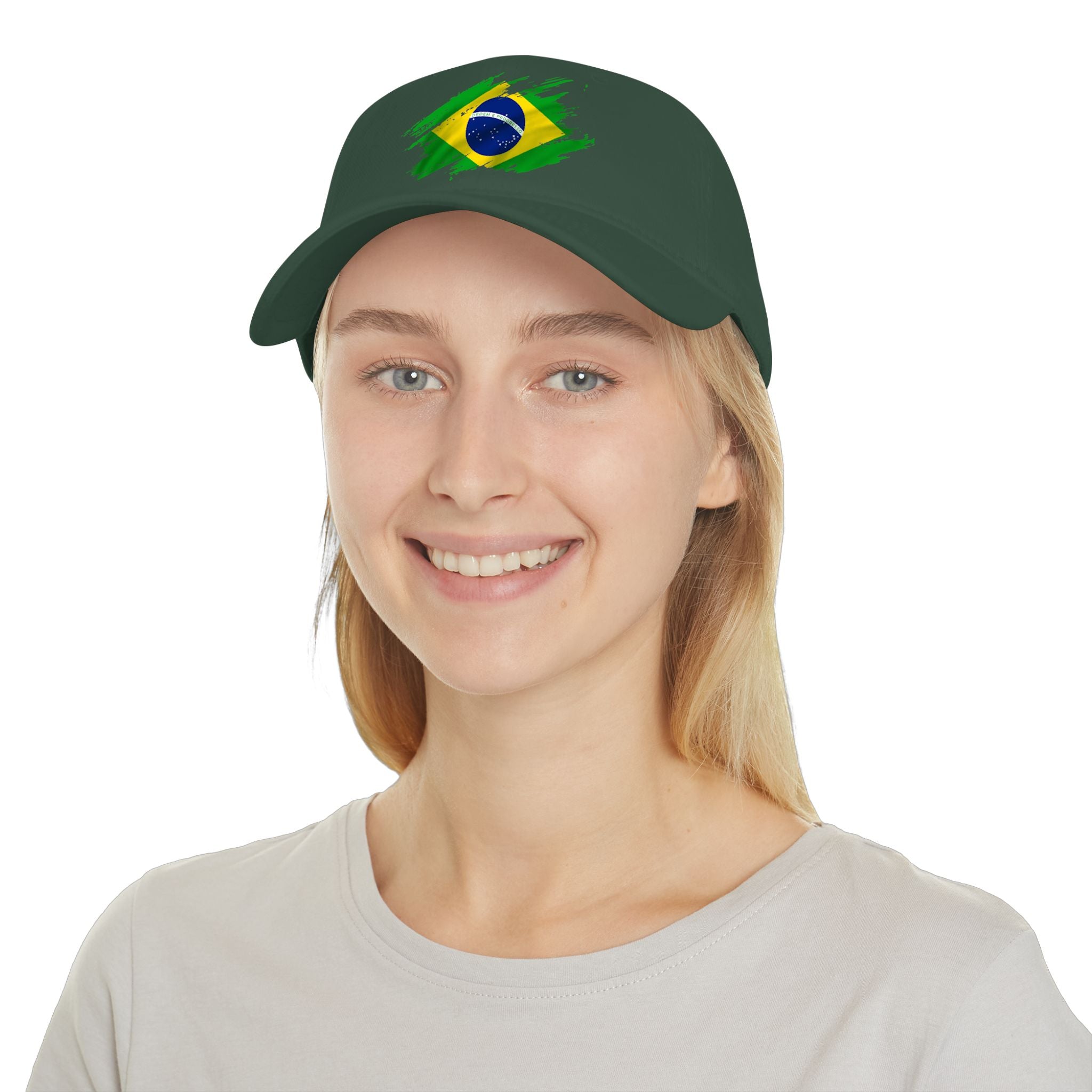 Brazil Flag Baseball Cap — Distressed Brushstroke Brazilian Flag Hat