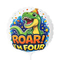 4th Birthday Dinosaur Balloon - "ROAR! I'm Four" Round 11" Party Balloon