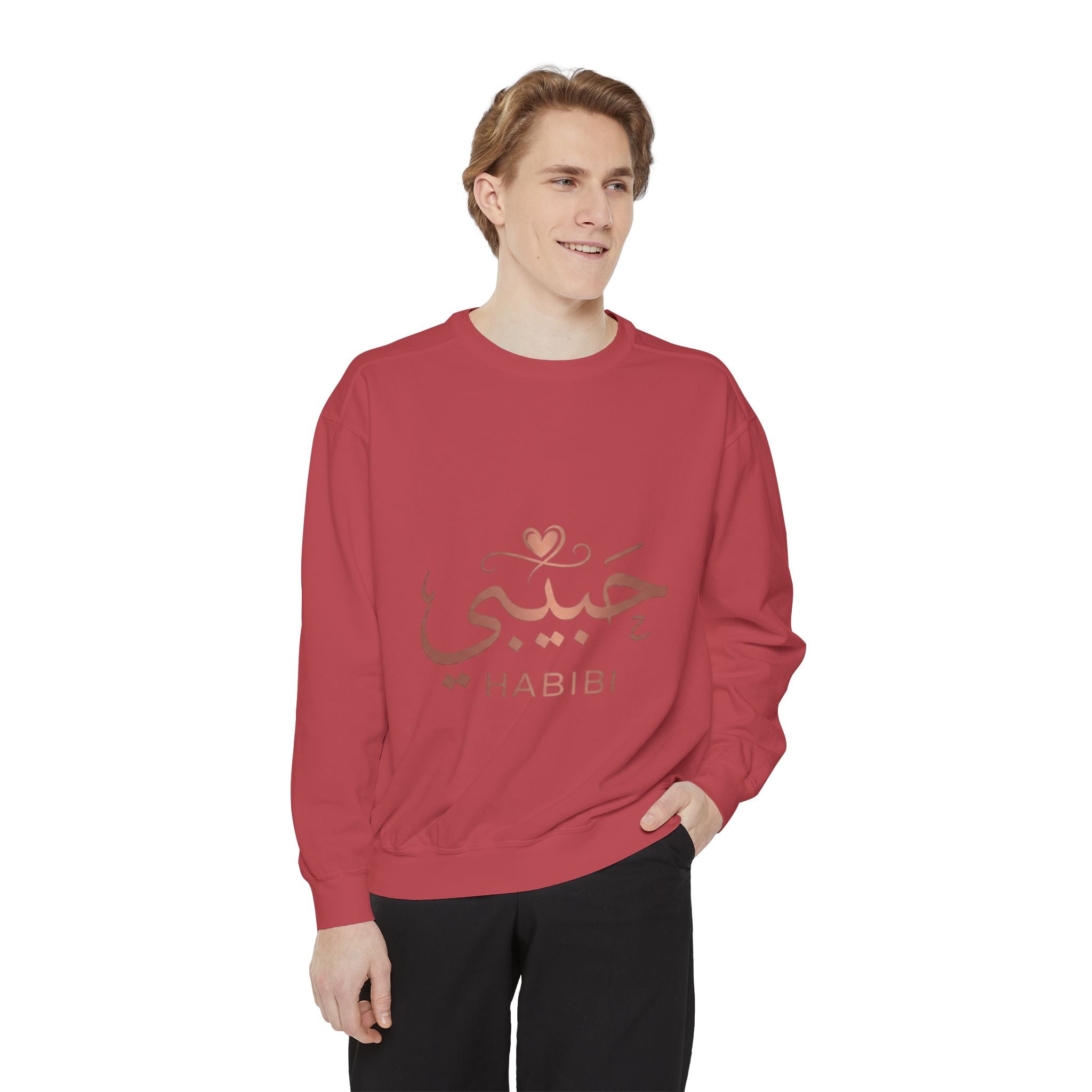 Habibi Sweatshirt — Arabic 'حبيبي' Rose Gold Graphic Crewneck