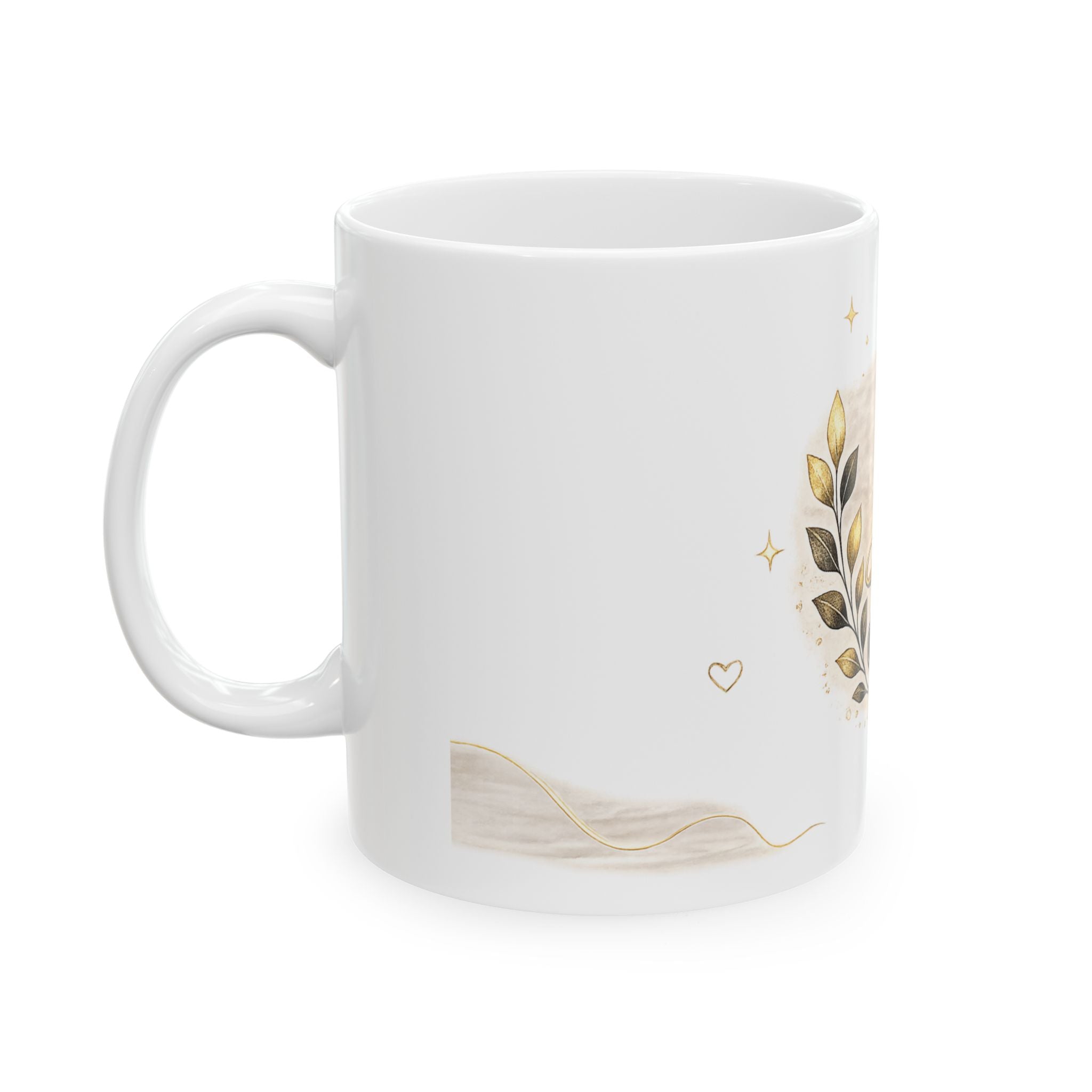 Monogram J Ceramic Mug — Elegant Gold Initial Coffee Cup
