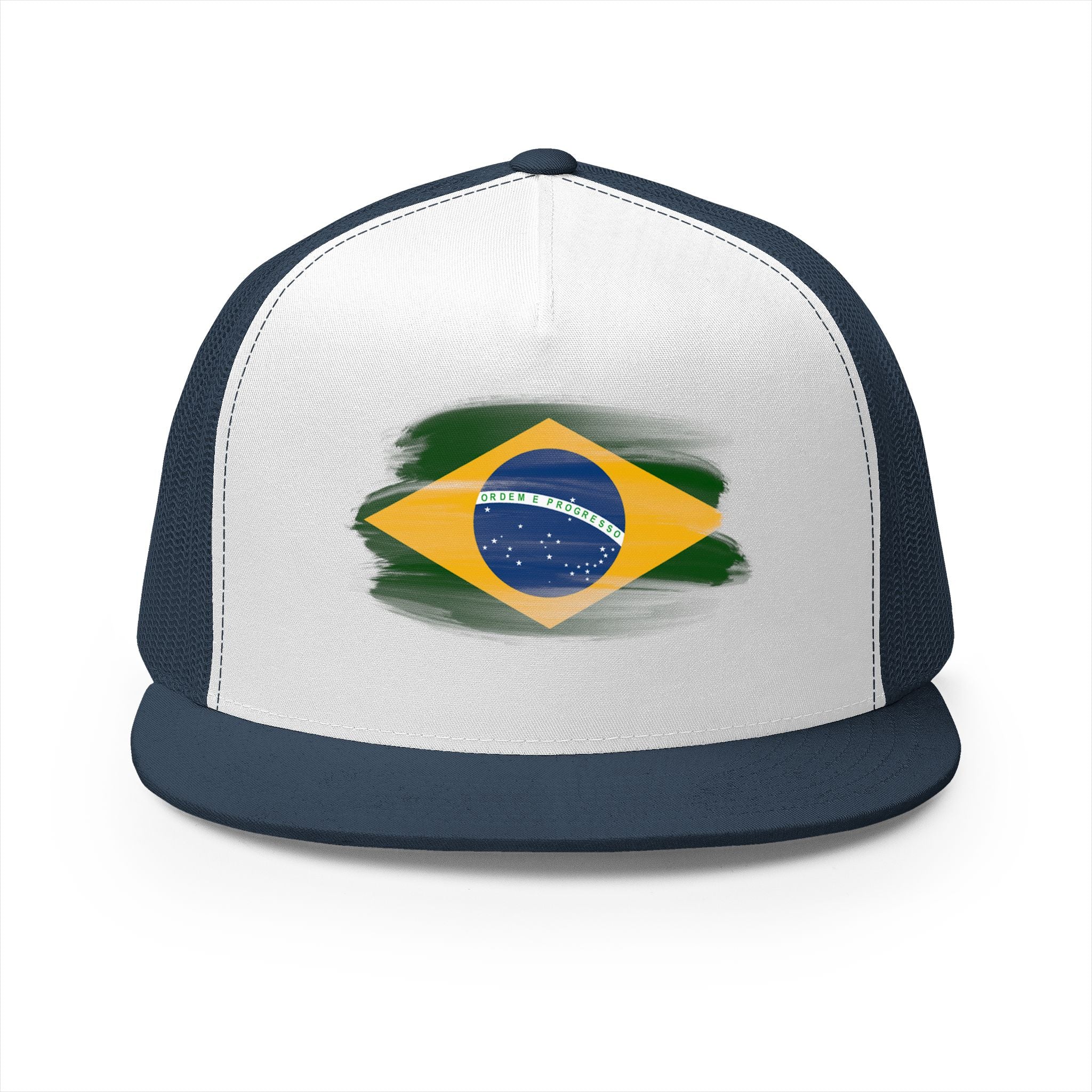 Brazil Flag Trucker Cap – Distressed Brushstroke Design