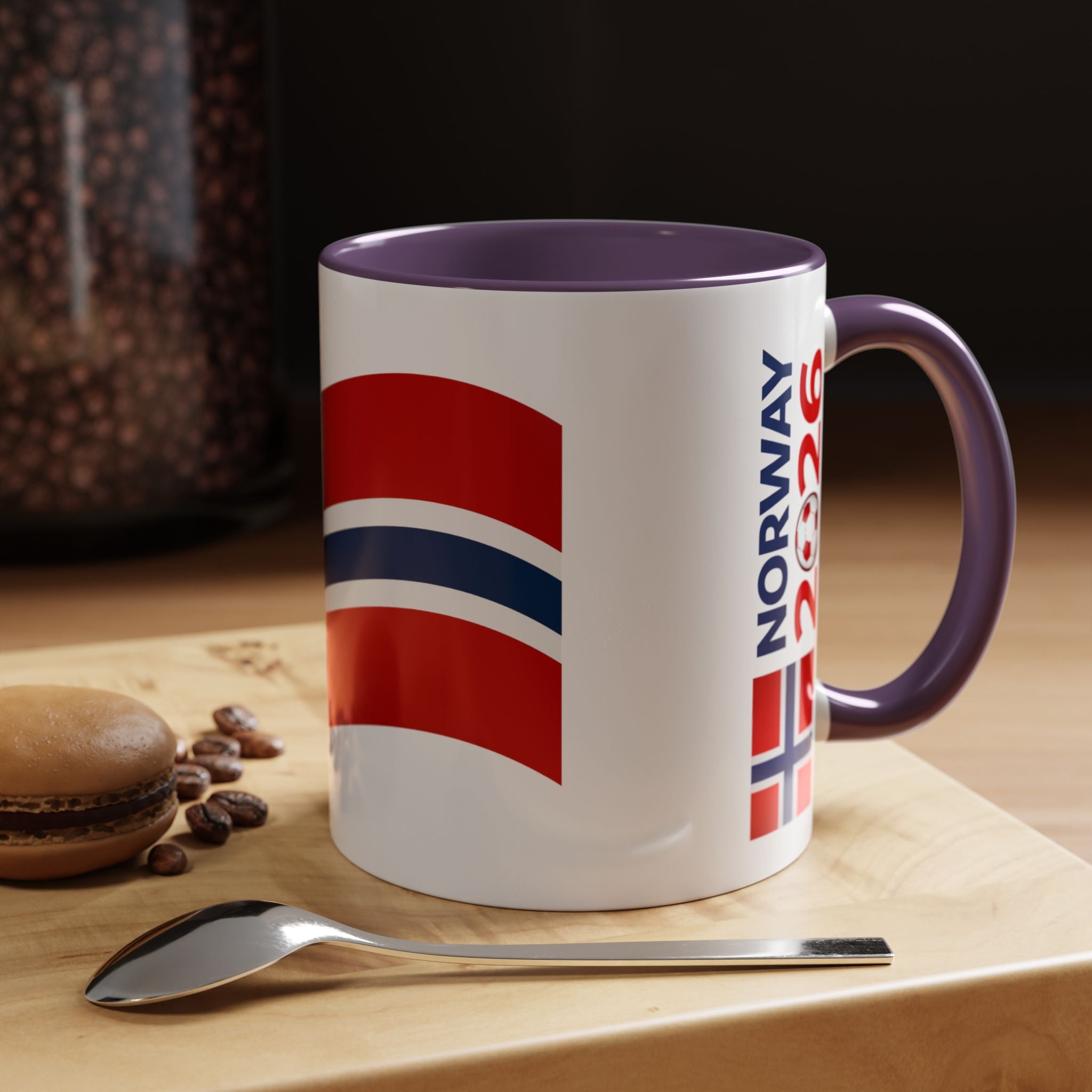 Norway Flag Accent Coffee Mug – Norway 2026 Soccer Fan Ceramic Mug (11/15oz)