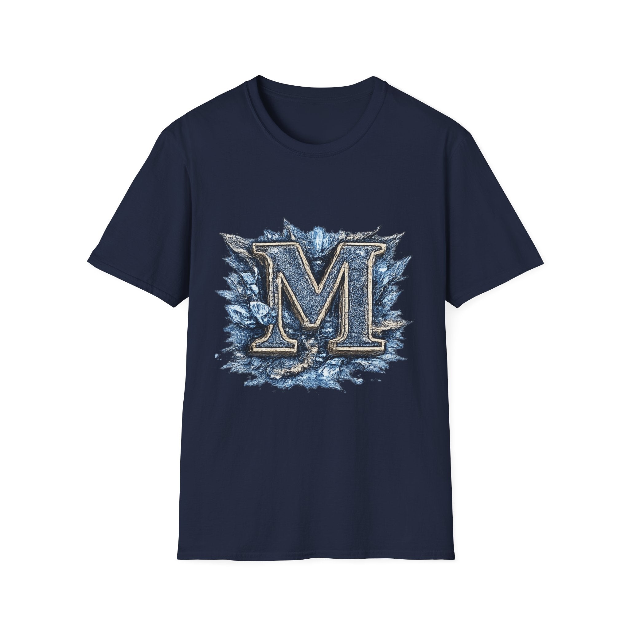 Ice Crest 'M' T-Shirt — Frosted Monogram Graphic Tee