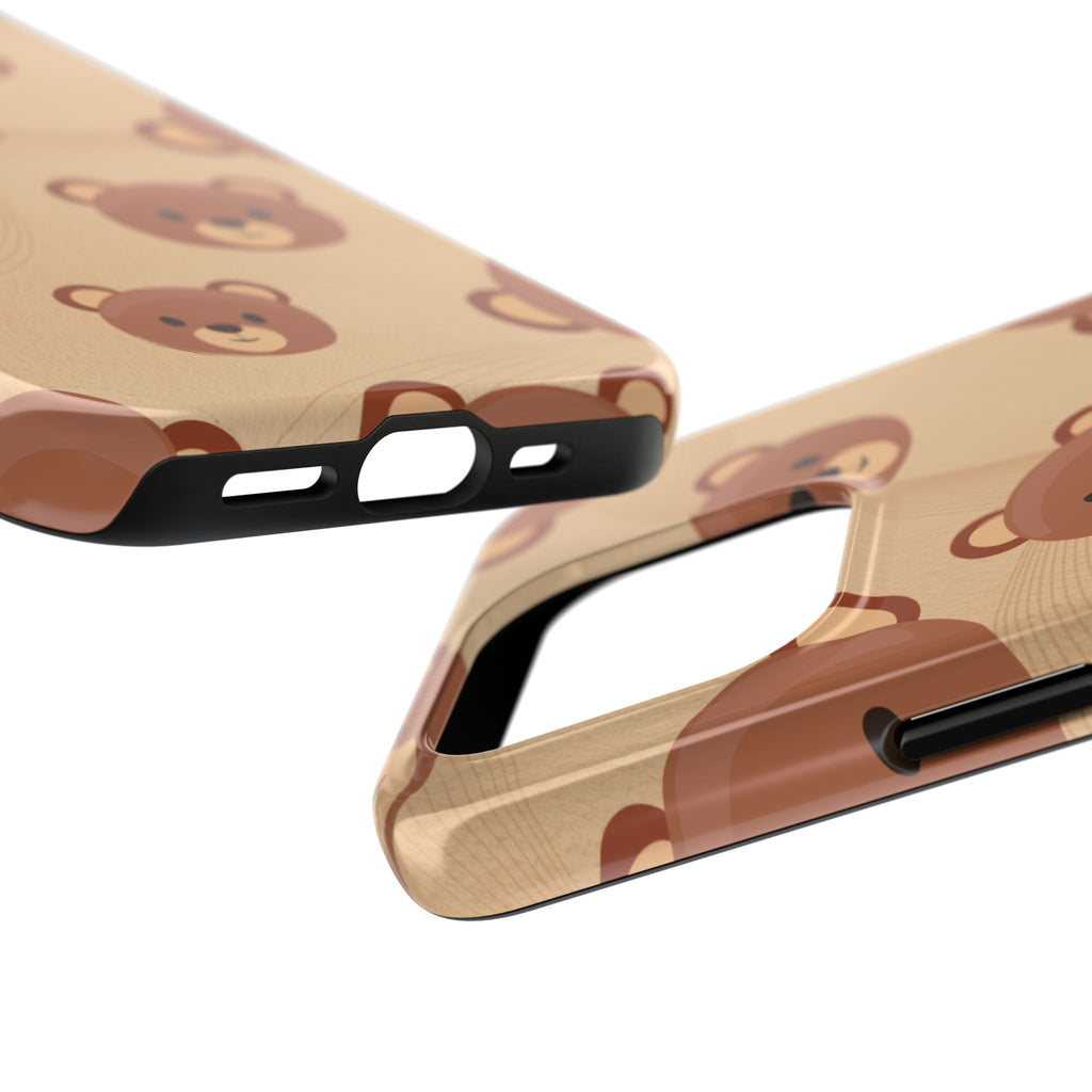 Bear Pattern Tough Phone Case — Cute Brown Bear Protective Phone Cover