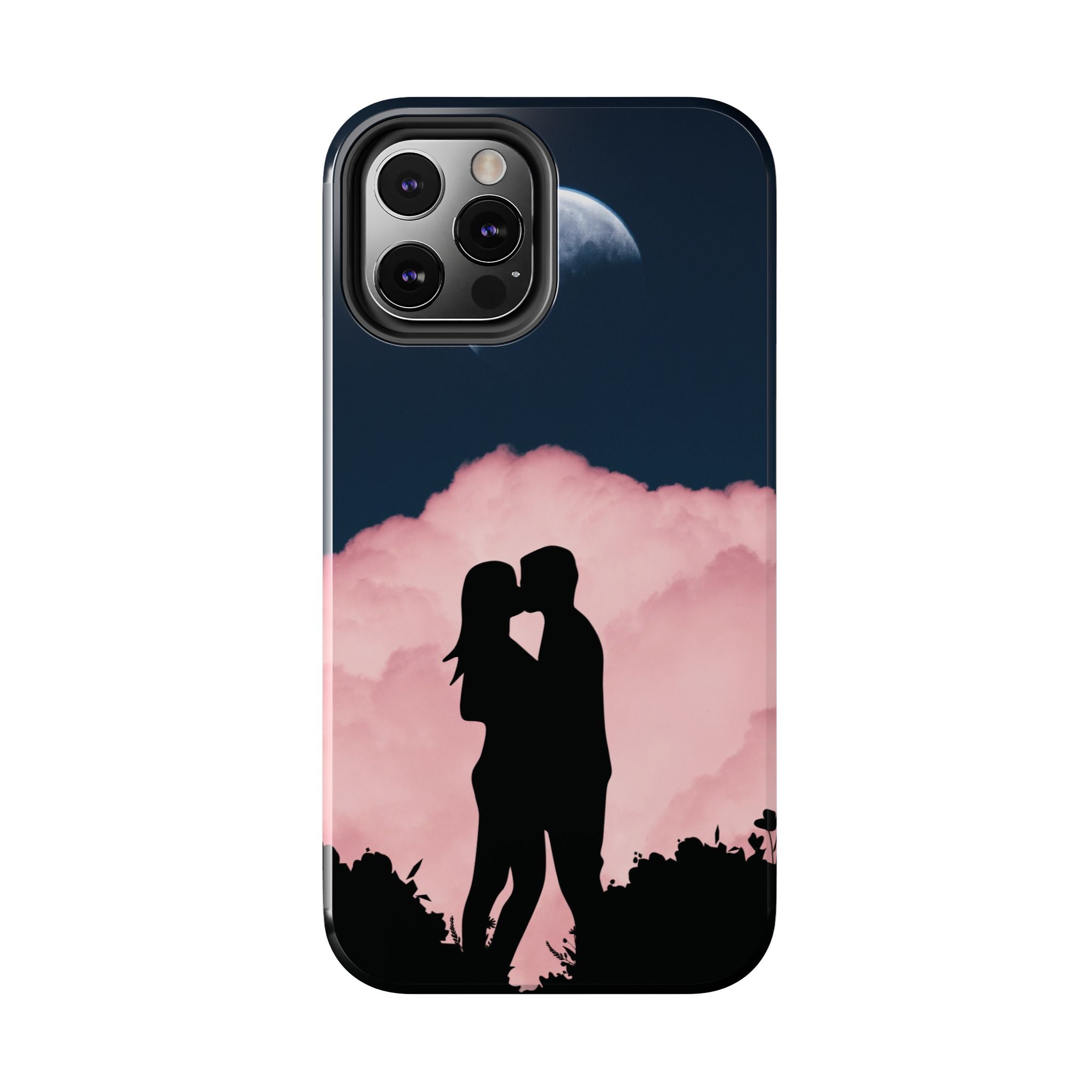 Tough Phone Case — Romantic Couple Silhouette with Moon & Pink Cloud
