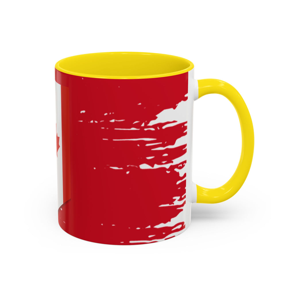 Canada Maple Leaf Accent Coffee Mug – Red Canadian Flag Design (11/15 oz)