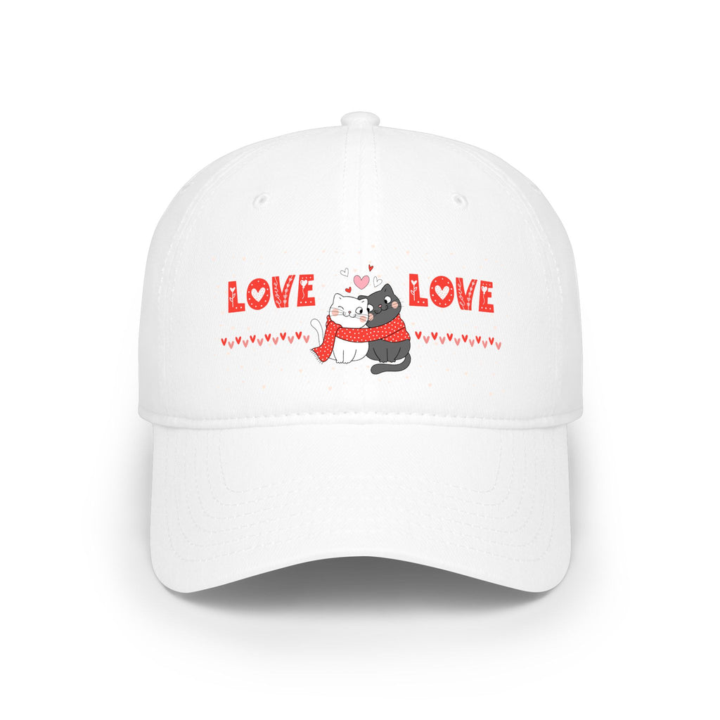 Love Cats Low Profile Baseball Cap — Cute Cat Hug Valentine Hat