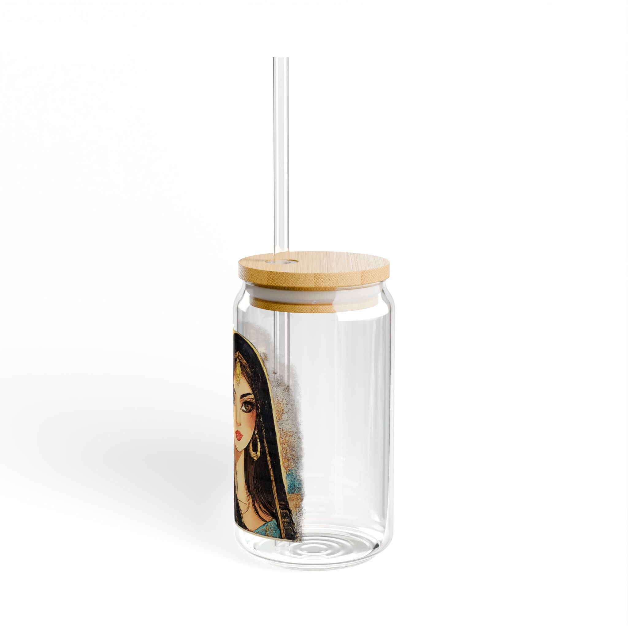 16oz Sipper Glass — Middle Eastern Cityscape & Portrait Travel Tumbler