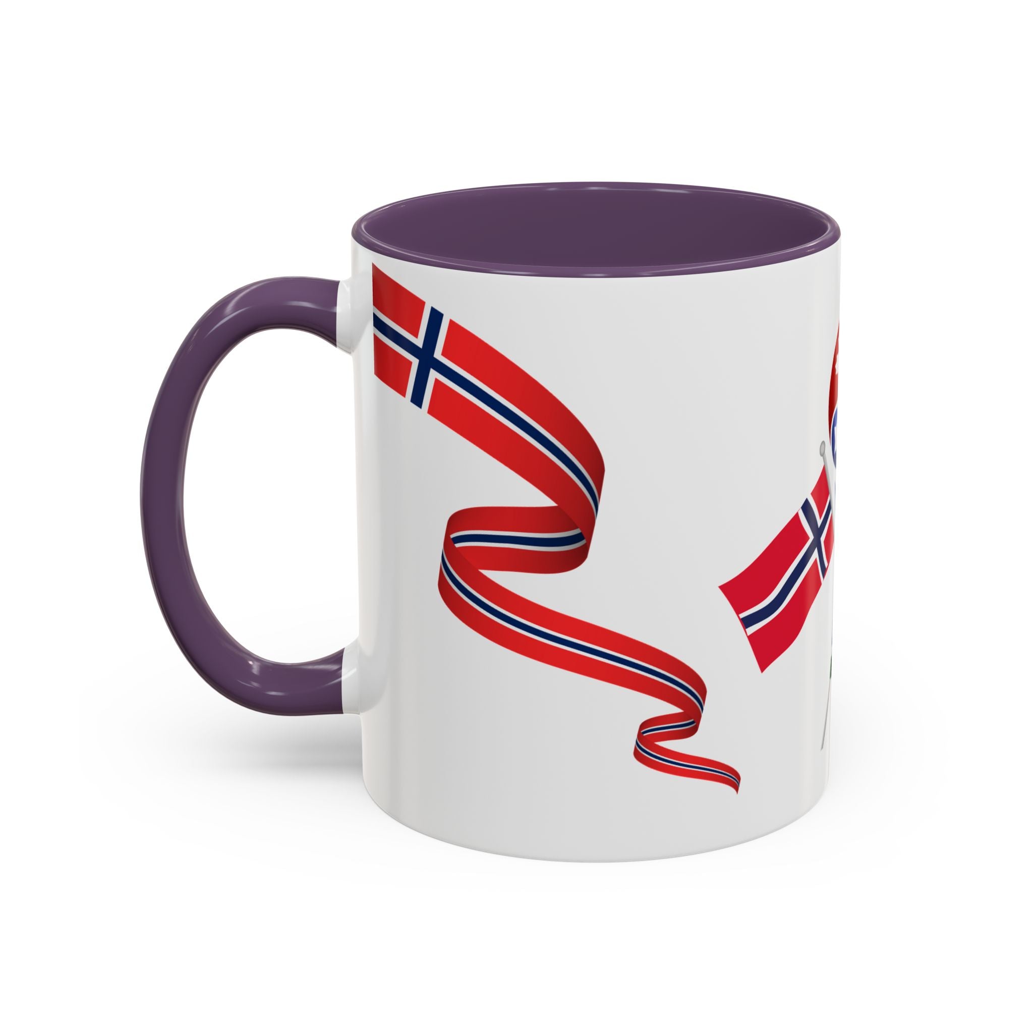 Norway Pride Coffee Mug — Norwegian Flag Ribbon & Cup Emblem Accent Mug