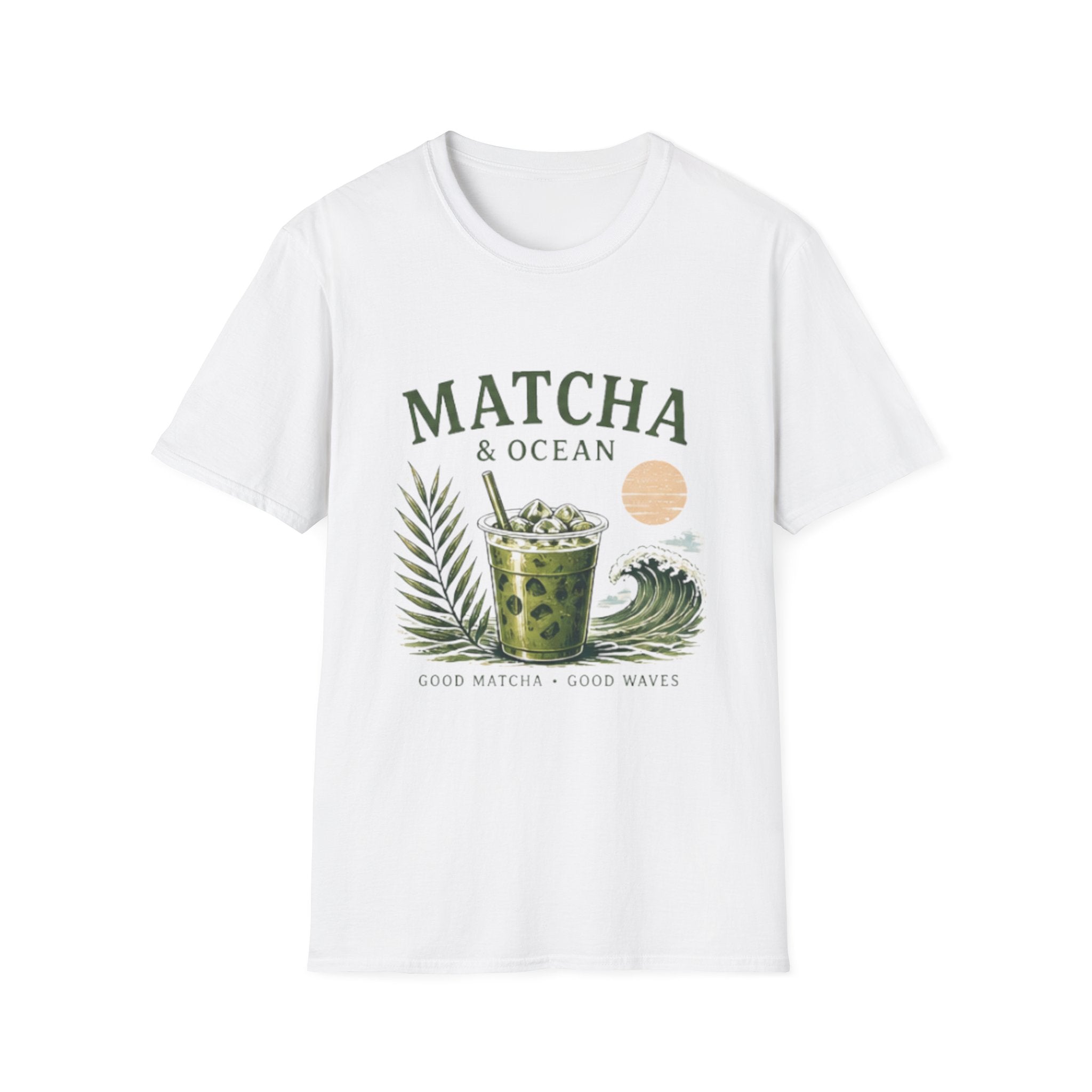 Matcha & Ocean Graphic unisex T-Shirt — Matcha Lovers Tropical Vibe Tee
