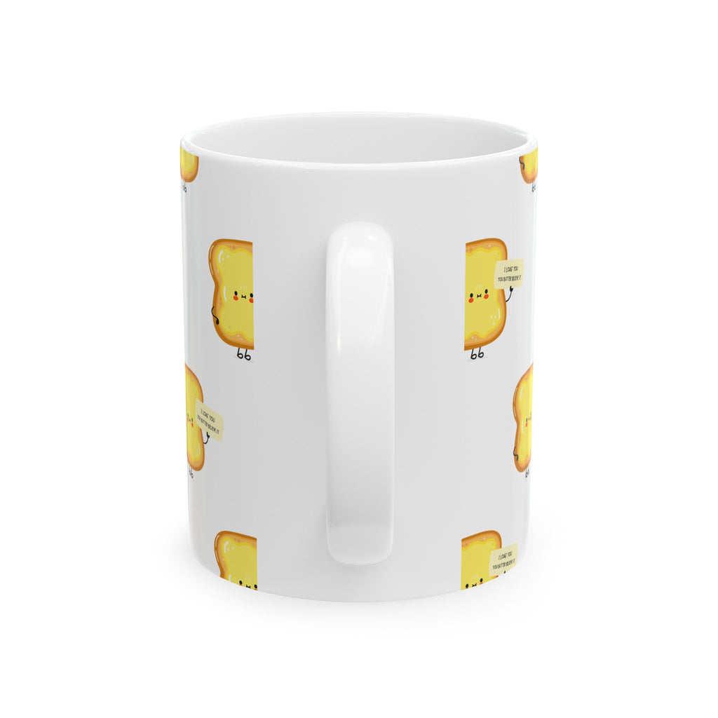 Toast Pattern Ceramic Mug – Cute Kawaii Toast with “I’m On A Bread Break” Quote (11oz/15oz)