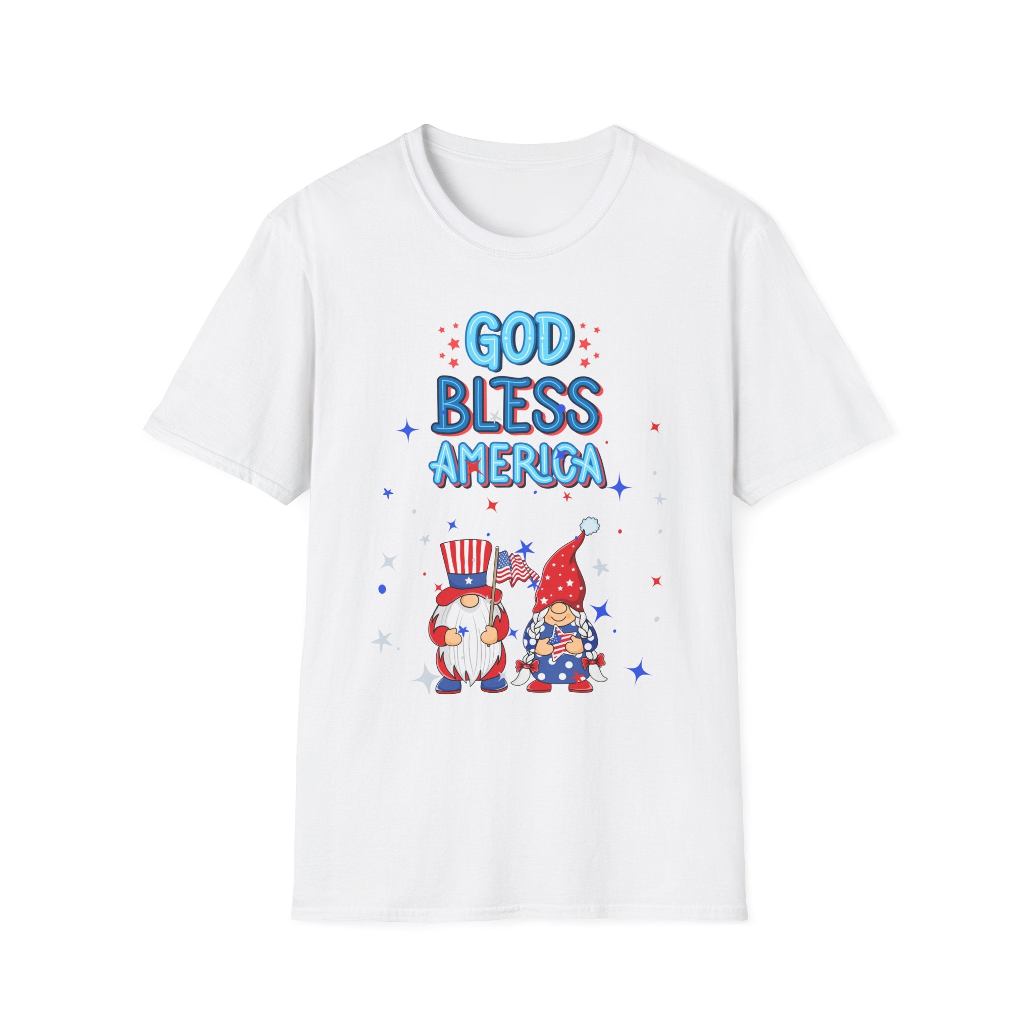 God Bless America T-Shirt — Patriotic 4th of July Gnome Tee