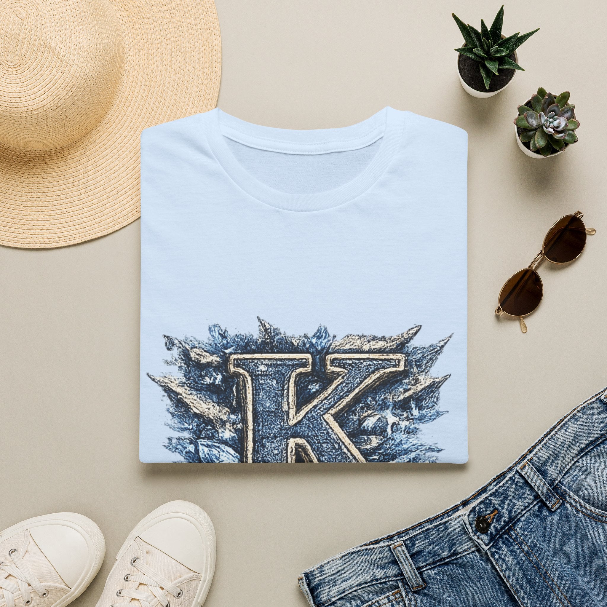 Letter K Vintage Ice Monogram T-Shirt