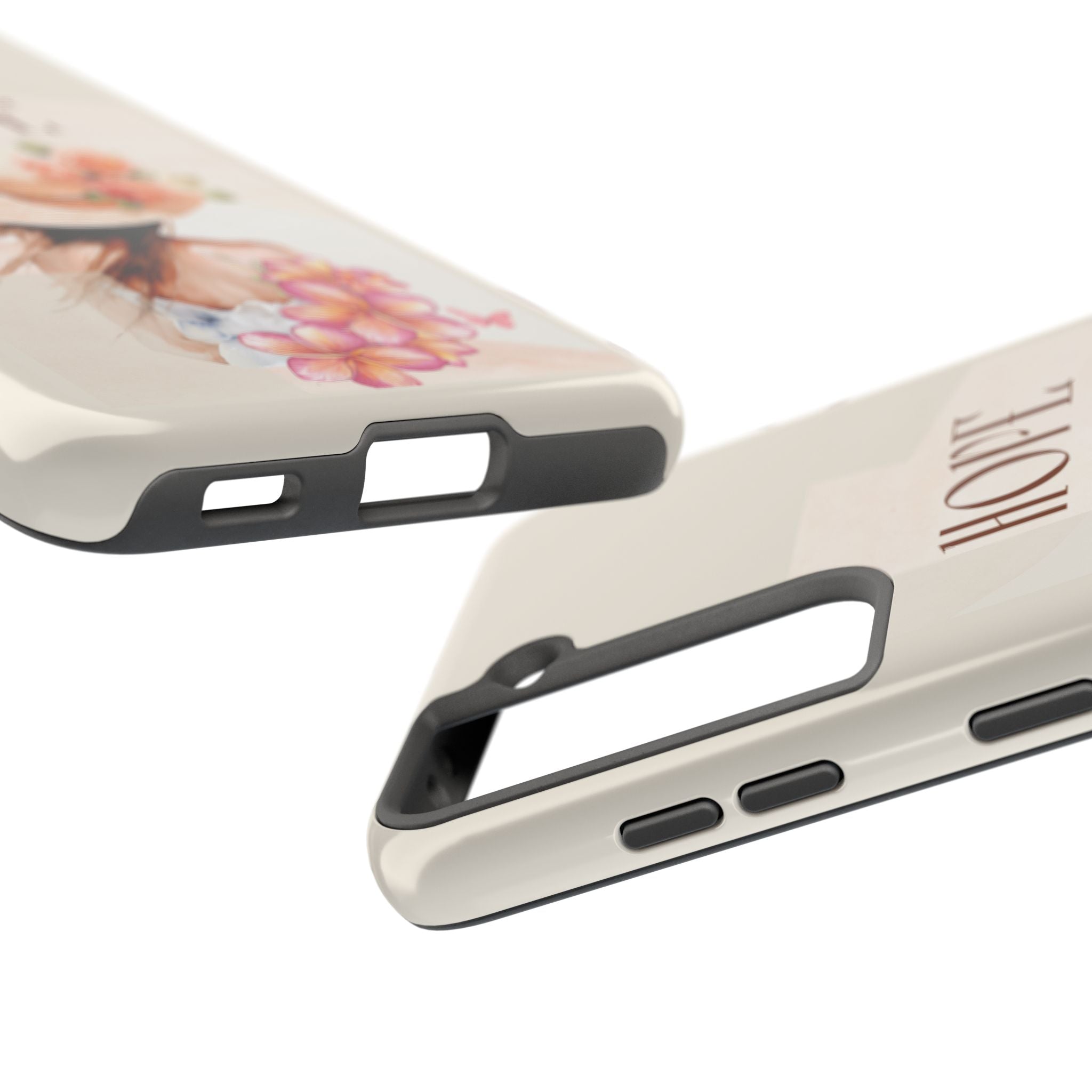 Hope Floral Tough Phone Case — Protective iPhone Case with Watercolor Girl & Flowers